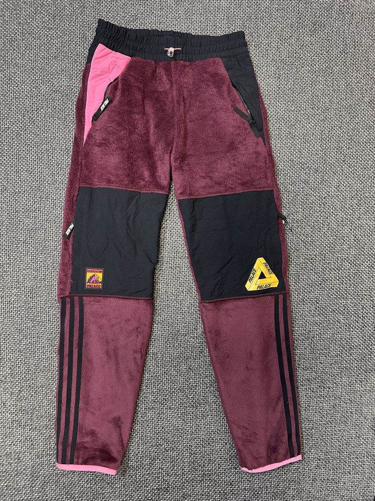Adidas × Palace polar fleece track pants maroon Size US 30 / EU 46 - 2 Thumbnail