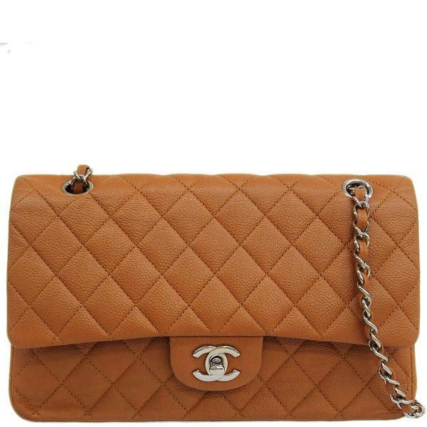image of Chanel Around 2011 Made Caviar Skin Classic Flap Chain Bag 25Cm Brown, Women's