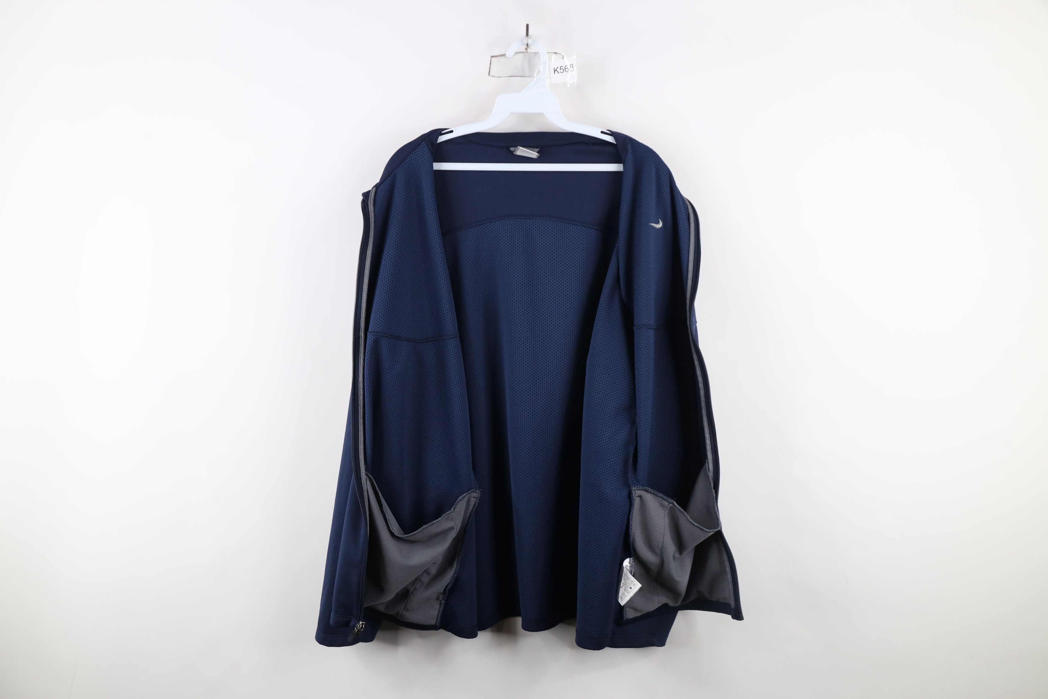 Nike × Vintage Vintage Nike Mini Swoosh Knit Full Zip Warm Up Jacket Blue Size US XL / EU 56 / 4 - 11 Thumbnail