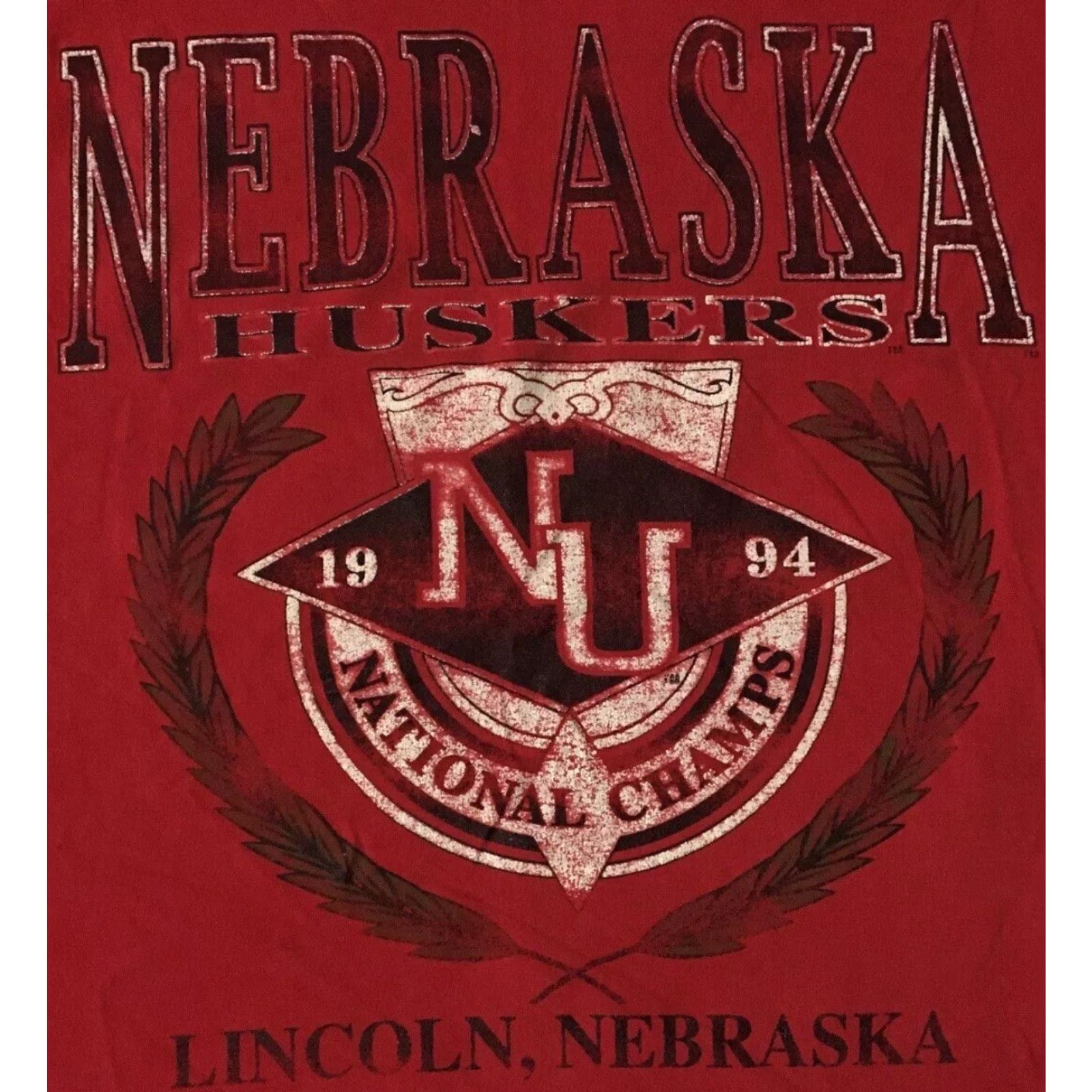 Vintage VINTAGE Husker University Nebraska Football Champs Shirt M Red 90s College Grunge Track & Field Sports Shirt Mens Size US M / EU 48-50 / 2 - 2 Thumbnail