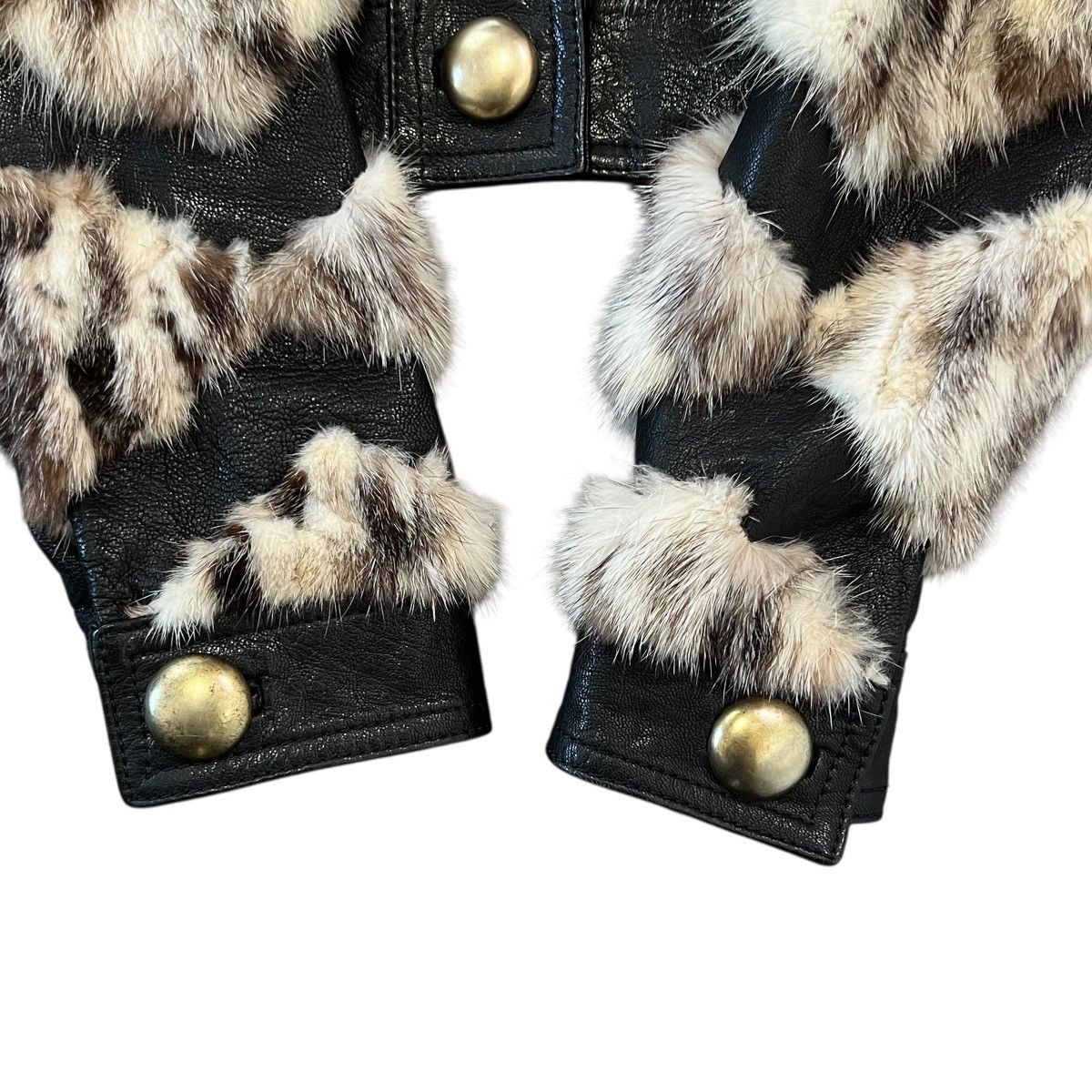 Dolce & Gabbana DOLCE&GABBANA Goatskin & Mink Fur Chevron Leather Jacket Size XS / US 0-2 / IT 36-38 - 2 Thumbnail