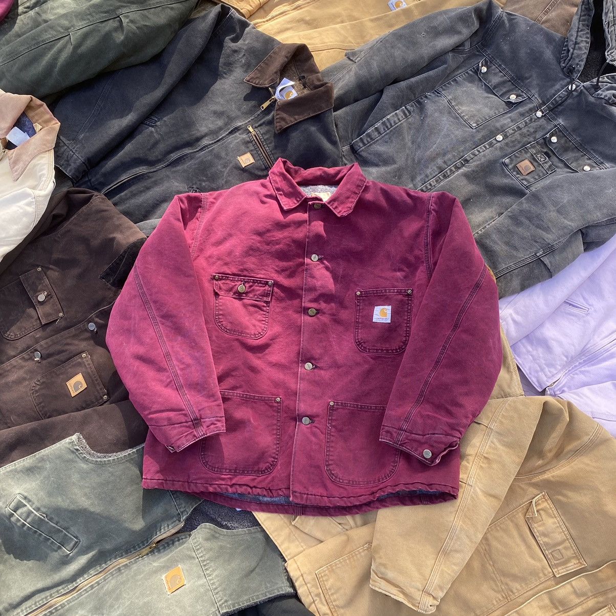 Carhartt × Vintage Vintage Carhartt Plum Purple Blanket Lined Chore Jacket 90s Size US XL / EU 56 / 4 - 1 Thumbnail