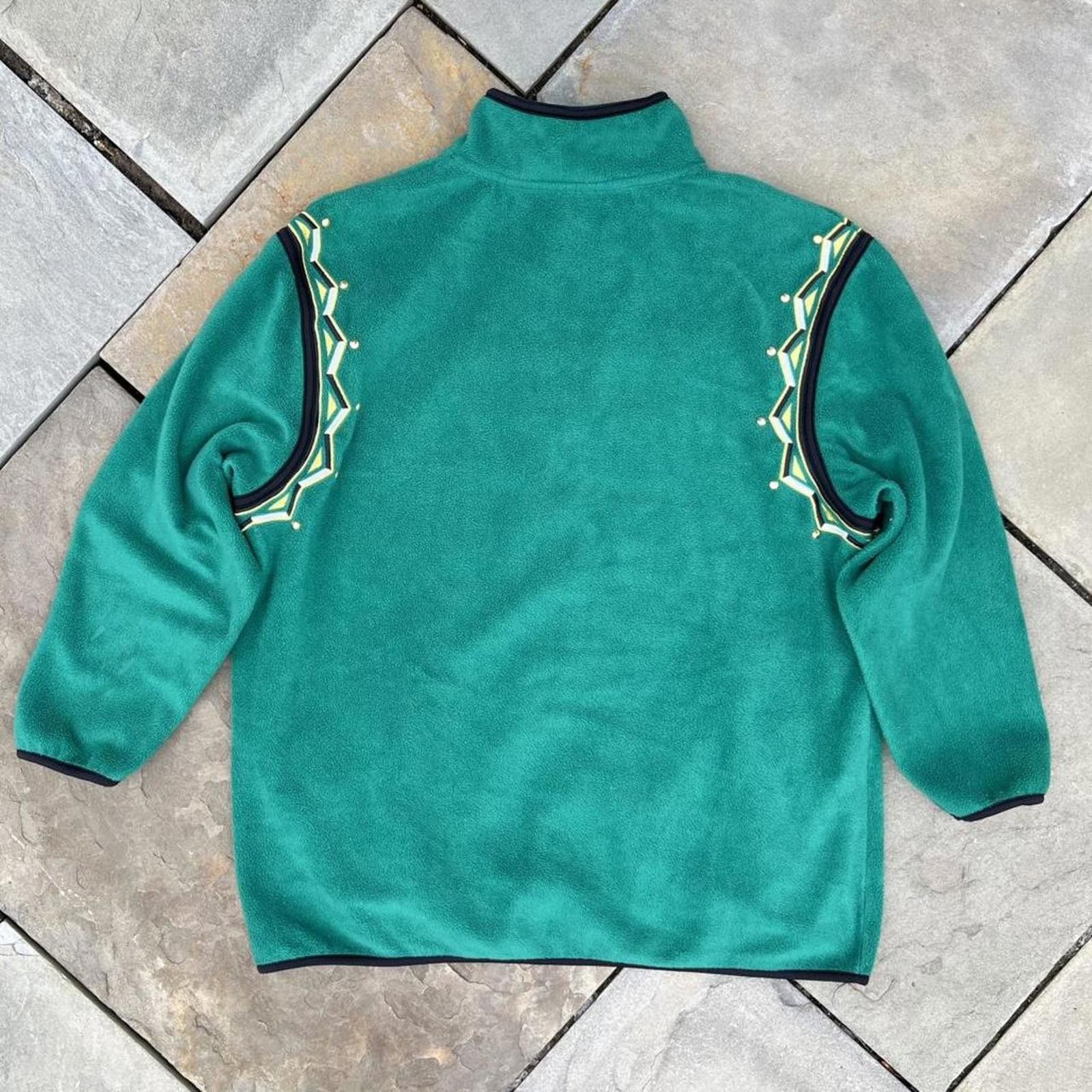 Vintage Vintage 80s Green Fleece Embroidered Zip Jacket Size US L / EU 52-54 / 3 - 4 Thumbnail
