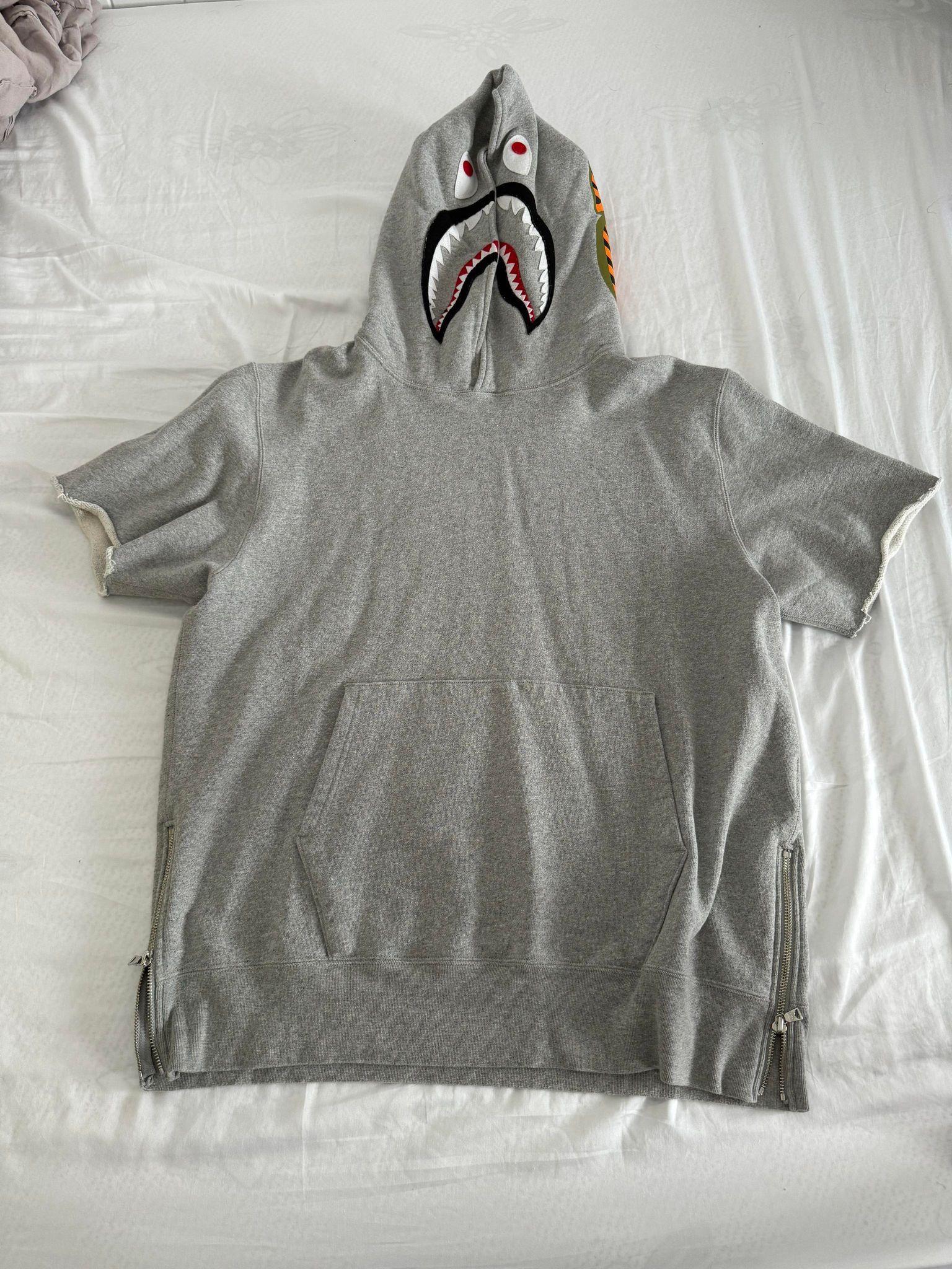 image of Bape Shark Pullover S/s Hoodie in Grey, Men's (Size XL)