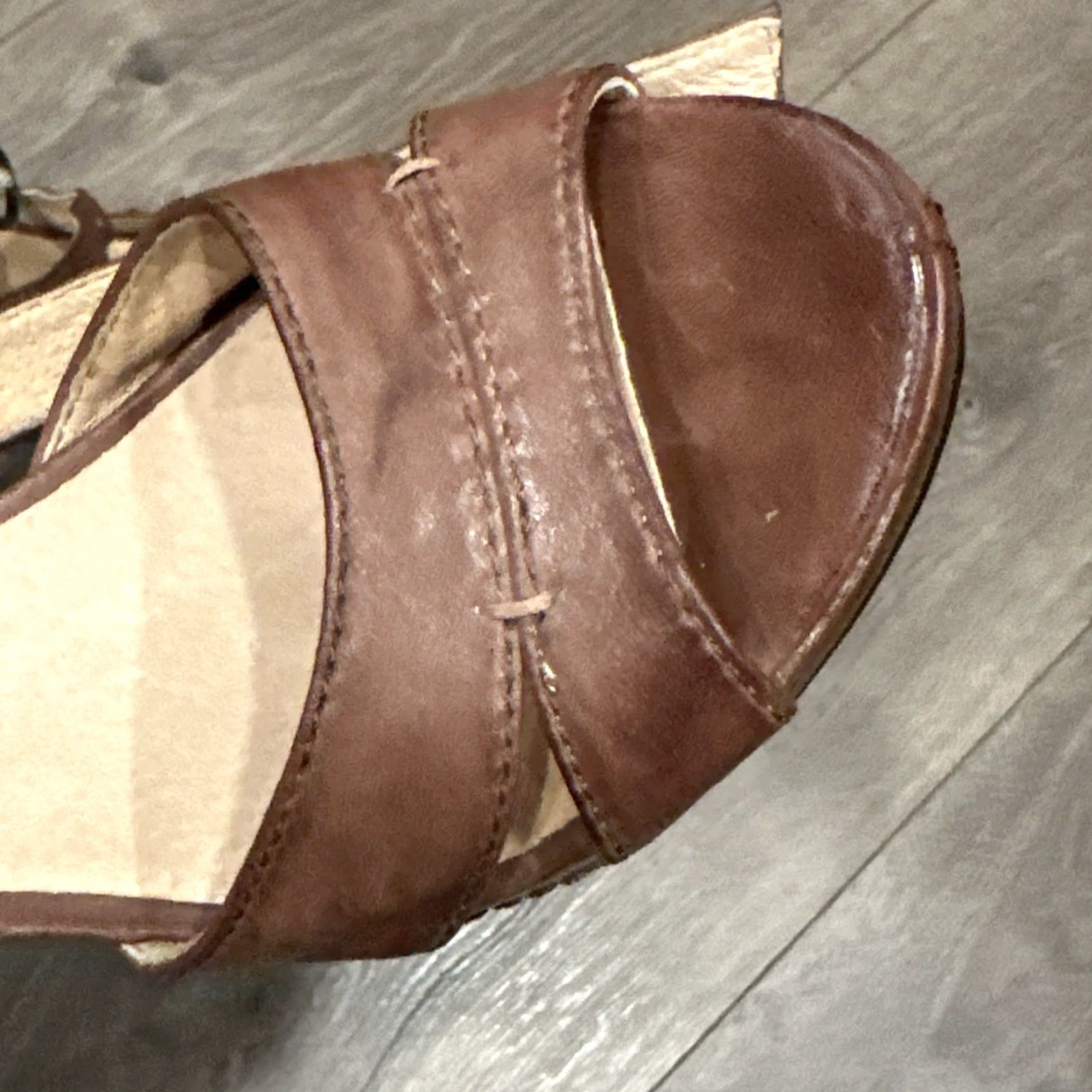 Frye FRYE Corrina Campus Wedge Sandals Size 7.5 Brown Leather Women Size US 7.5 / IT 37.5 - 2 Thumbnail