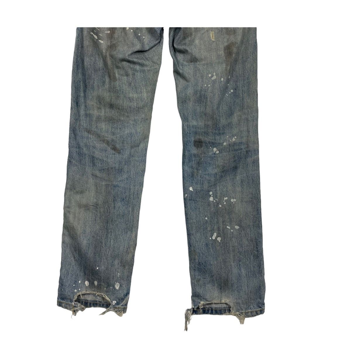 Japanese Brand THRASHED💥BLUE UNION MADE PAINTER DISTRESSED DENIM JEAN Size US 32 / EU 48 - 8 Thumbnail