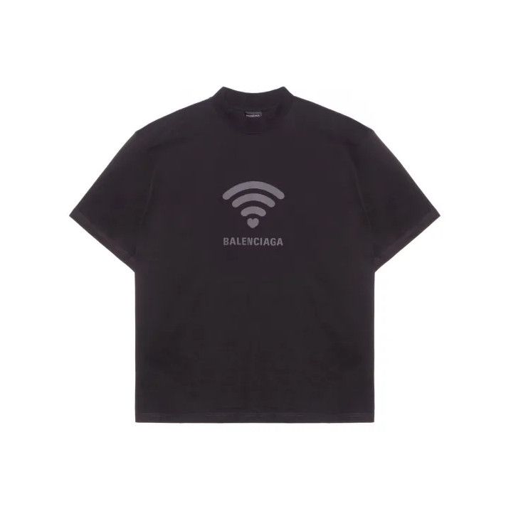 Balenciaga Men's Black Logo Print Short Sleeve T-shirt