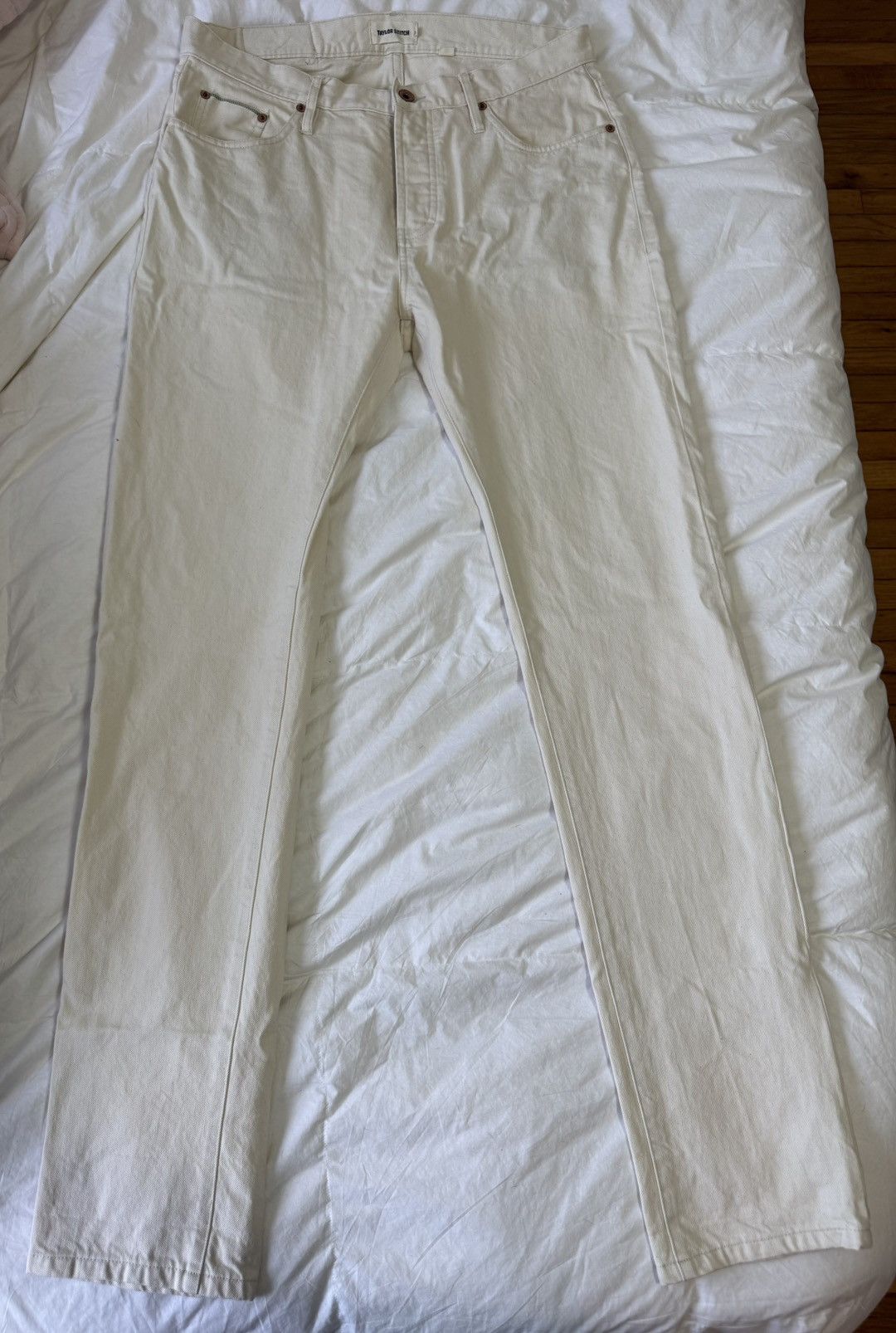Taylor Stitch Ecru denim green selvedge