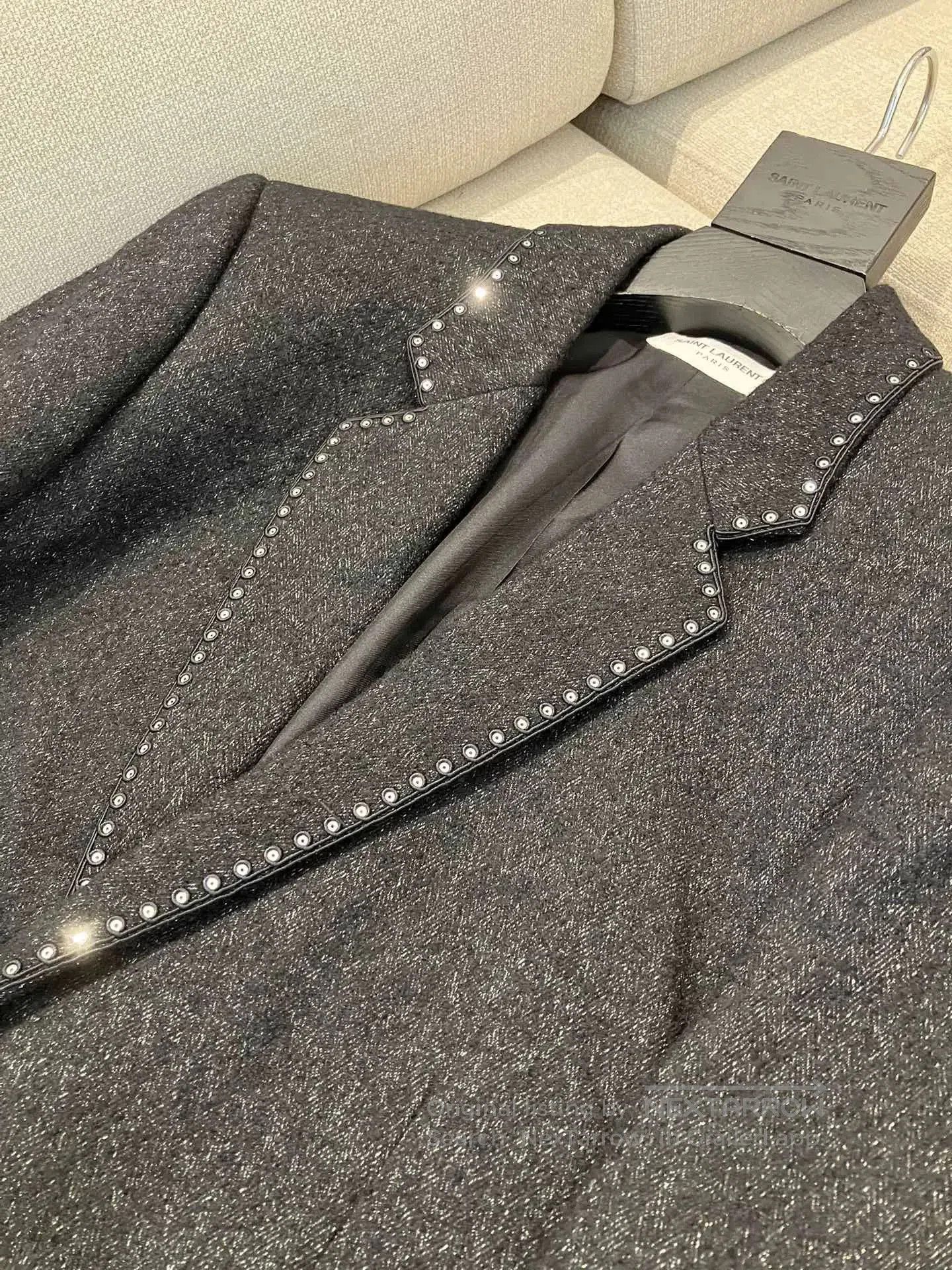 Saint Laurent Paris Saint Laurent Dark Gray Studded Blazer. Size US M / EU 48-50 / 2 - 2 Thumbnail