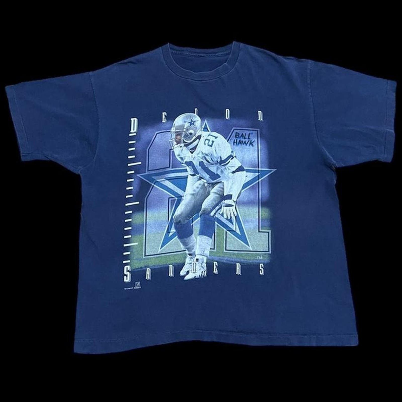 image of Vintage Deion Sanders Dallas Cowboys Shirt Size Xxl in Blue, Men's