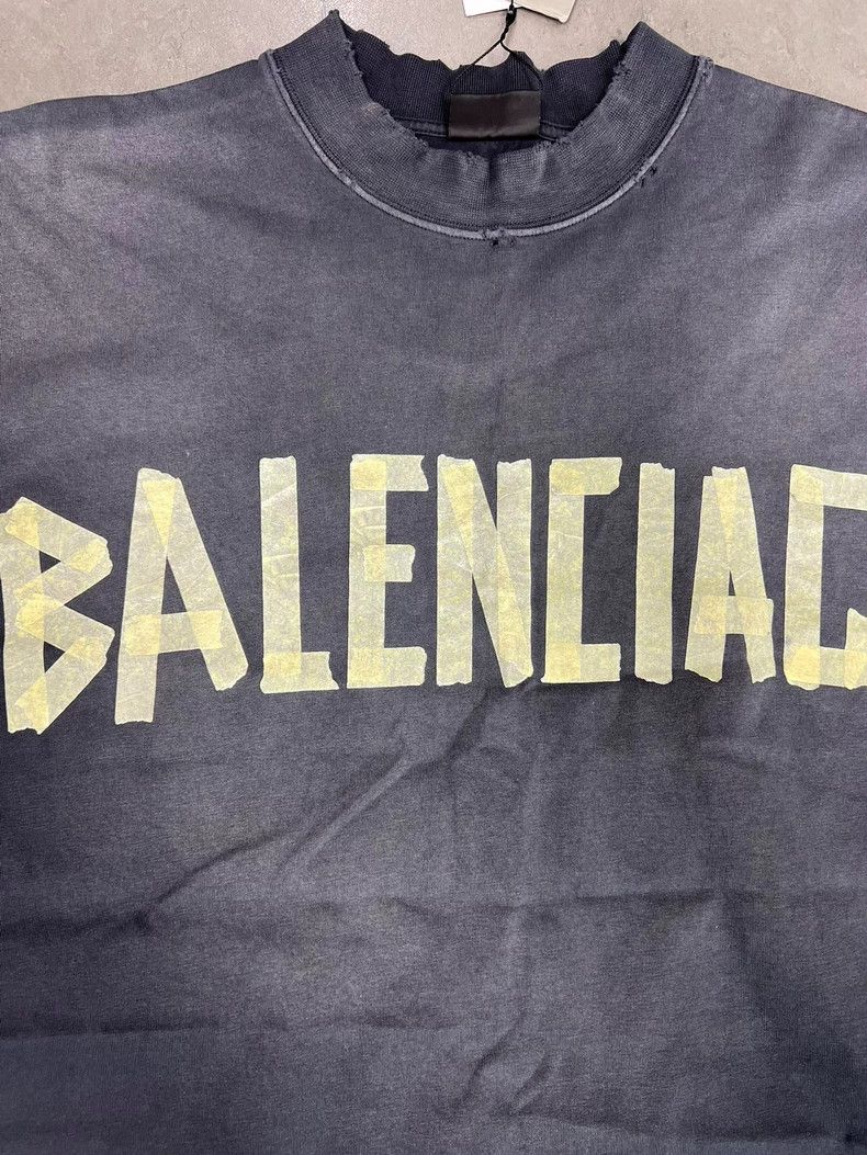 Balenciaga Balenciaga Washed tape short sleeve yellow logo Size US M / EU 48-50 / 2 - 5 Thumbnail