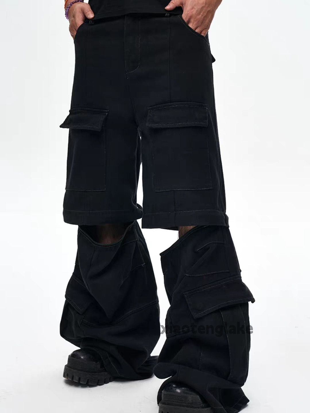 Designer × Japanese Brand × Vintage Unisex patchwork faded loose baggy cargo pants Size US 34 / EU 50 - 1 Thumbnail