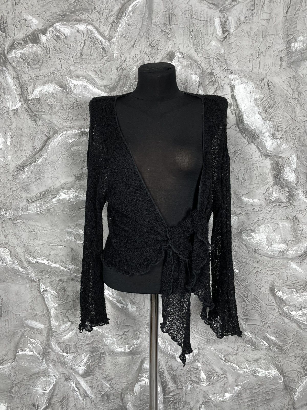 Japanese Brand Y2K Gothic Elegant Open Knit Mesh Cape Cardigan Size M / US 6-8 / IT 42-44 - 1 Thumbnail