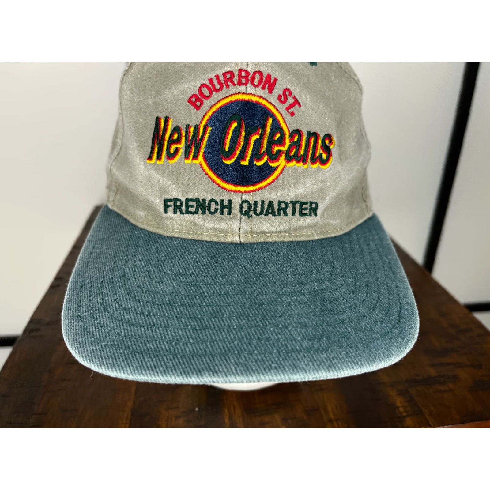 Vintage VINTAGE Bourbon Street Hat Cap Strap Back Adult One Size Gray Blue Cotton Size ONE SIZE - 3 Thumbnail