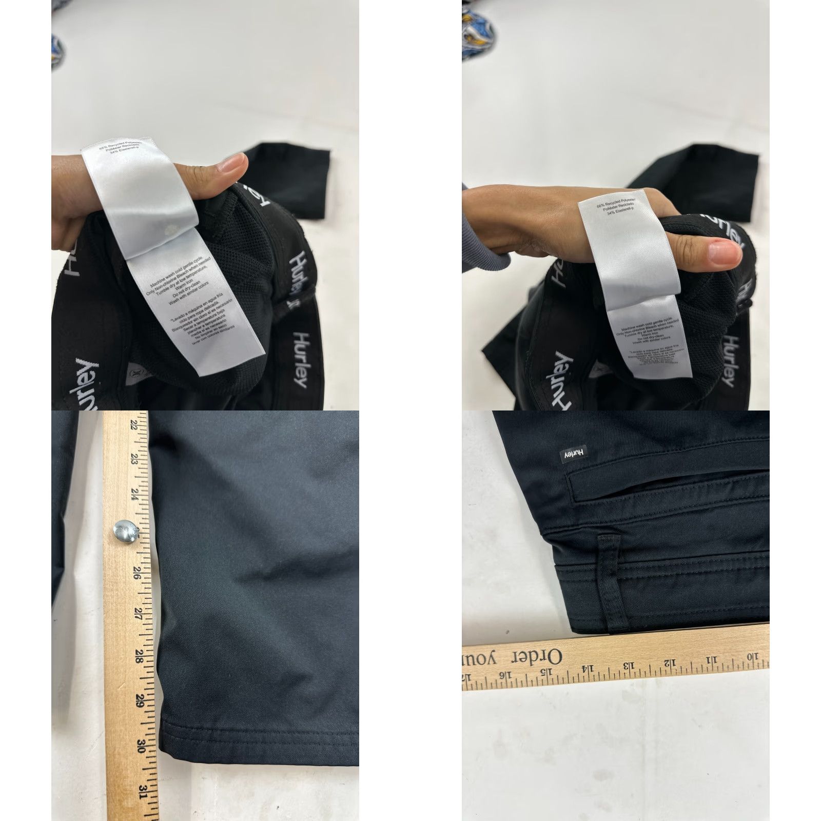 Hurley Hurley Pants Slim Black 30x32 Tech Stretch Pockets Straight Leg Mens Regular Front Flat Button Chino Casual Outdoor Autumn Spring Summer Winter Size US 30 / EU 46 - 8 Thumbnail