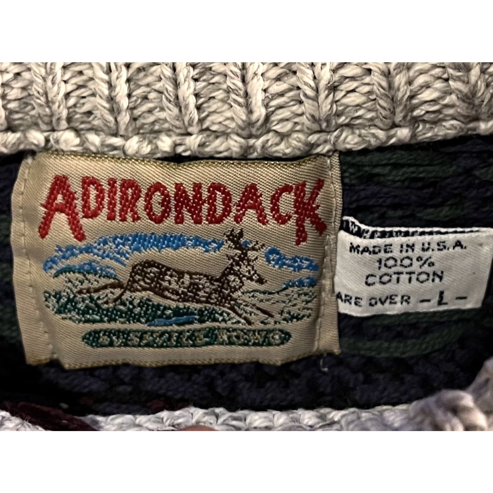 Vintage VINTAGE Adirondack Sweater Men’s Large L Beige Green Fair Isle Cardigan Knit Heavyweight 90s 80s Fall Winter Spring Summer Mens Size US L / EU 52-54 / 3 - 5 Thumbnail