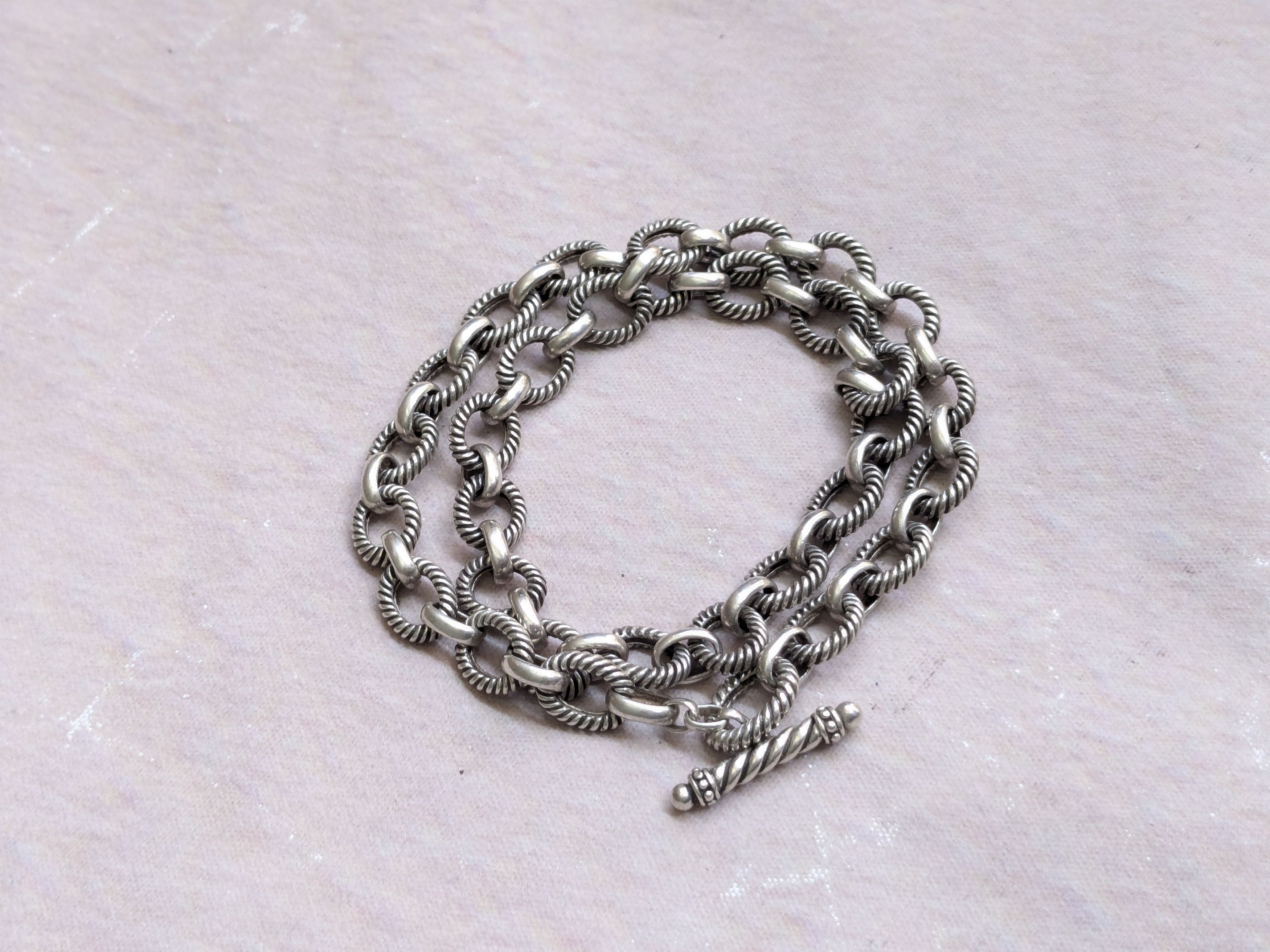Jewelry Sterling Silver Choker Necklace Oval 18" Chain Size ONE SIZE - 4 Thumbnail