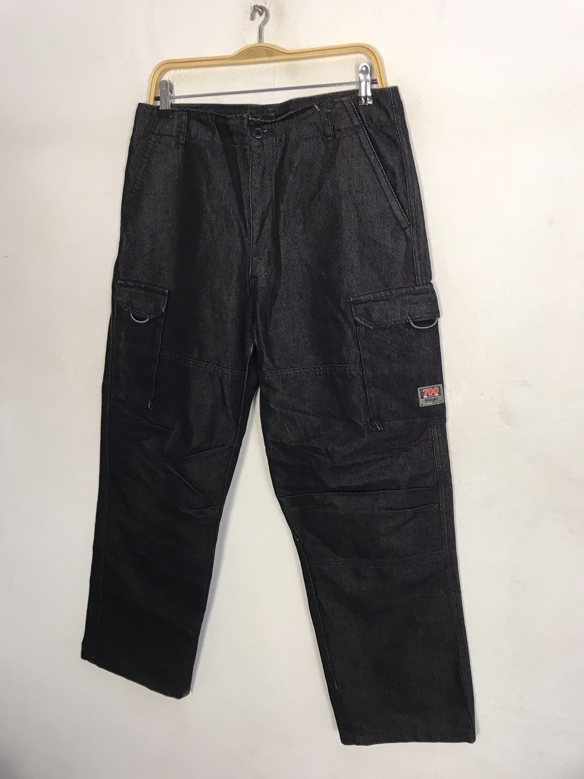 Japanese Brand Wrangler 700 Series Multipockets Denim Baggy Super Black Size US 32 / EU 48 - 4 Thumbnail