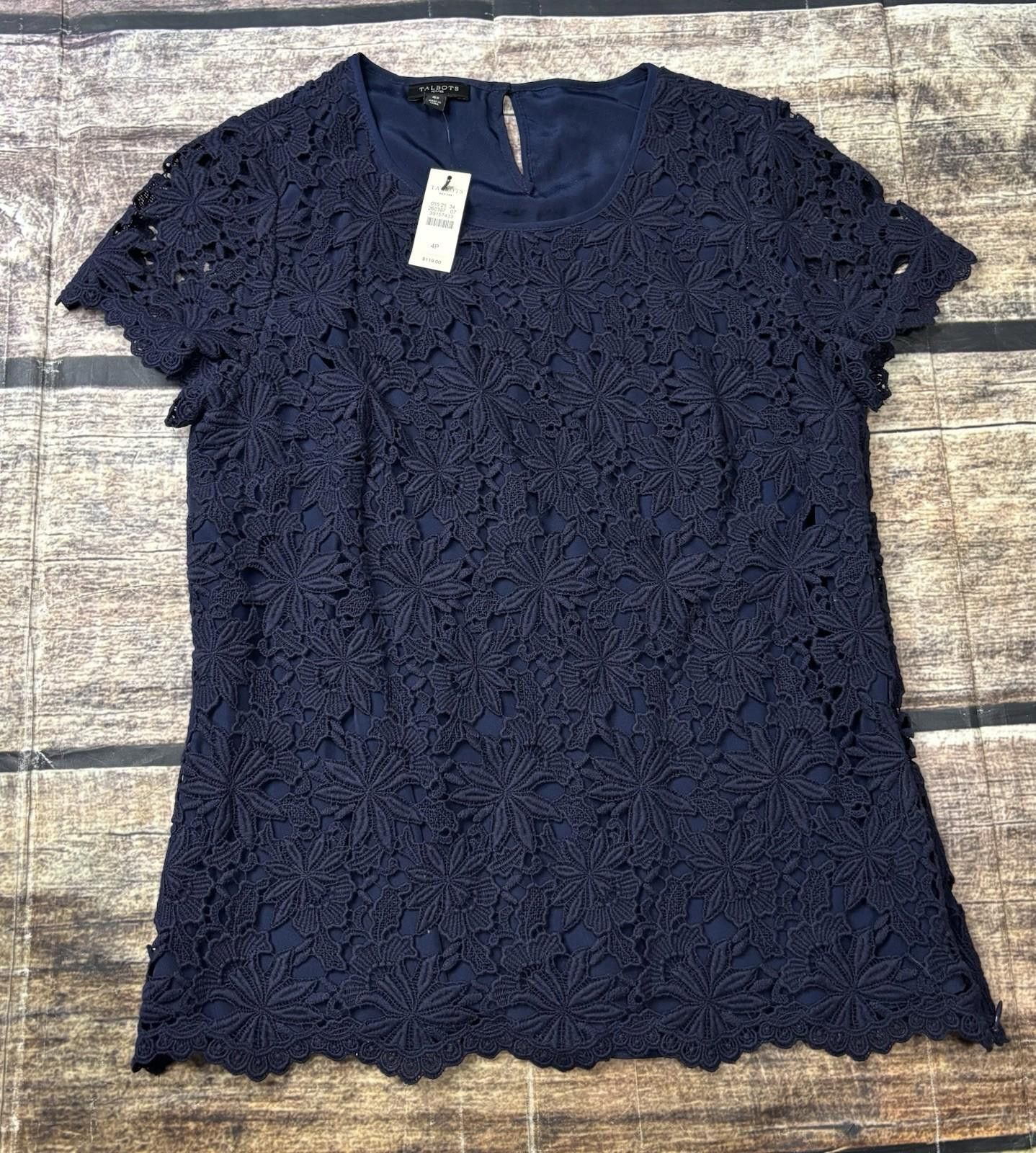 Other Talbots Top Womens 4P Floral Lace Lined Short Sleeve $119 Size S / US 4 / IT 40 - 1 Thumbnail
