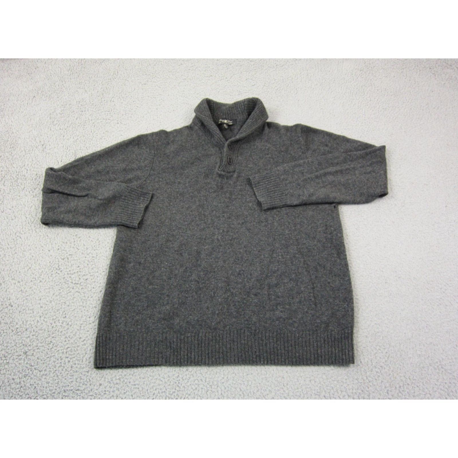 Pronto Uomo Pronto-Uomo Sweater Mens XL Gray Wool Collared Pullover Knit Solid Casual Size US XL / EU 56 / 4 - 2 Thumbnail