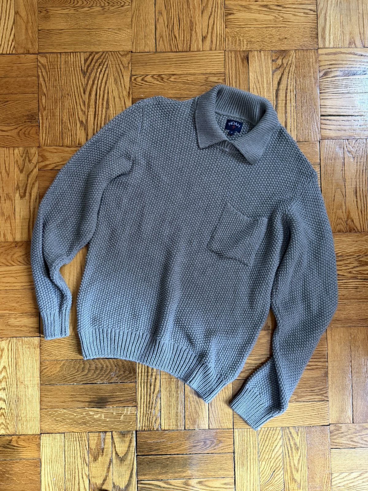 Noah Noah NYC Gray Textured Knit Crewneck Sweater with Collar Size US S / EU 44-46 / 1 - 2 Thumbnail