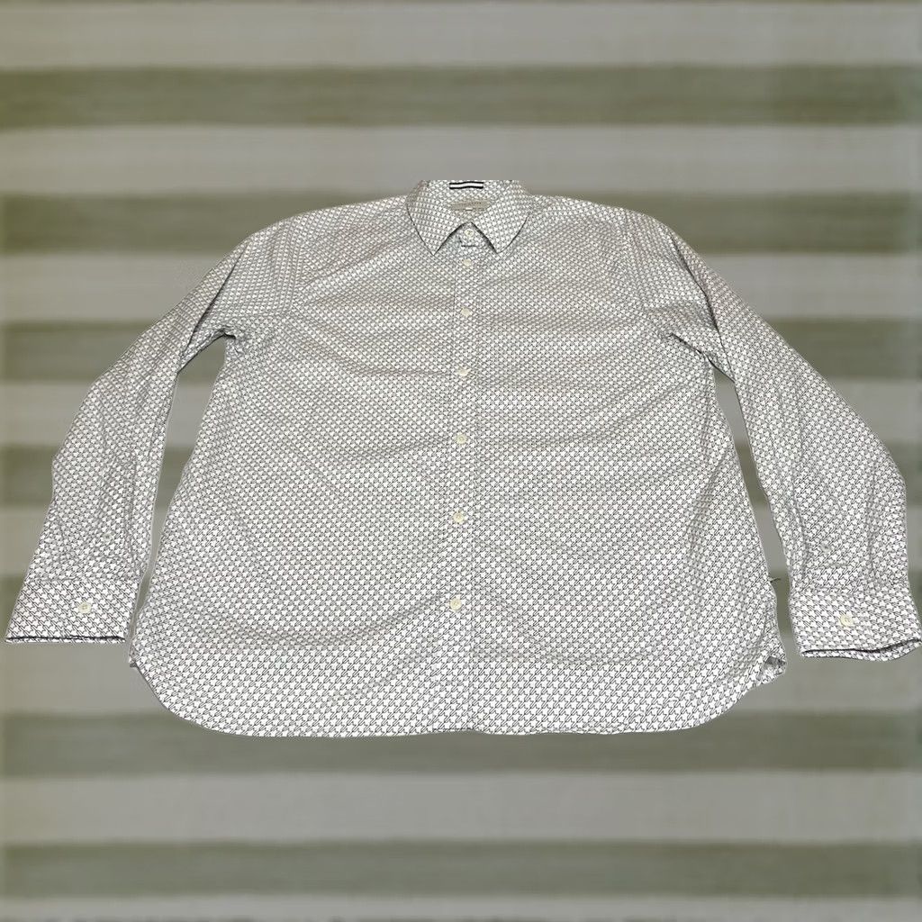 Ted Baker Ted Baker Shirt Mens Size 6 Button Up Long Sleeve Houndstooth All Over Print White Cotton Blend Knit Dress Shirt Mens Regular Year " Size US S / EU 44-46 / 1 - 1 Thumbnail