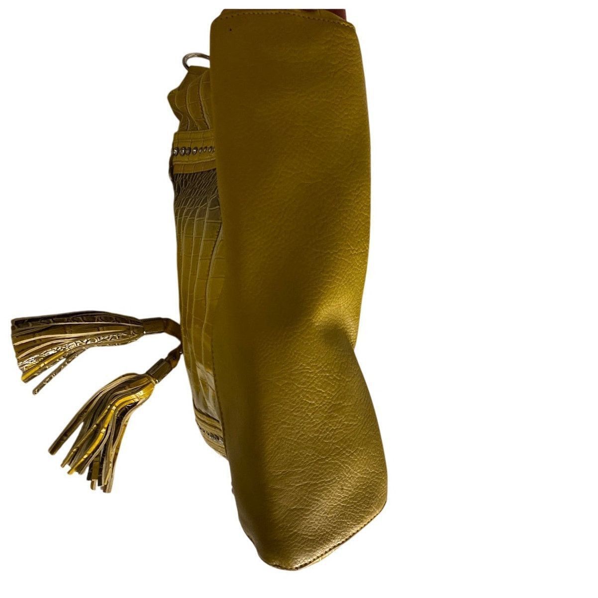 Other Louis Cardy Yellow Croc Embossed Tote Bag with Tassel Accent Size ONE SIZE - 8 Thumbnail