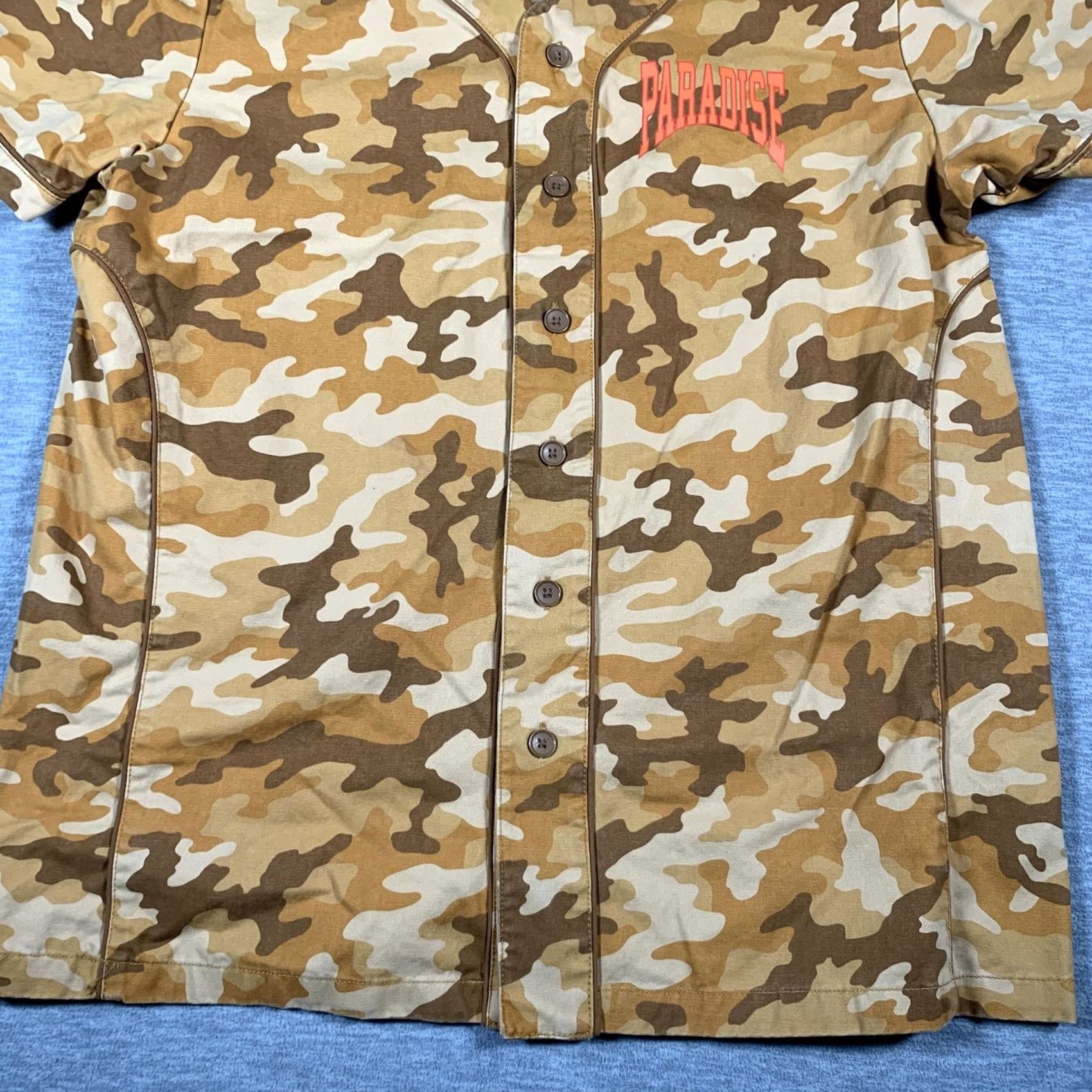 Forever 21 FOREVER 21 Shirt Mens M Brown Camo Baseball Jersey Button Front Paradise Size US M / EU 48-50 / 2 - 3 Thumbnail