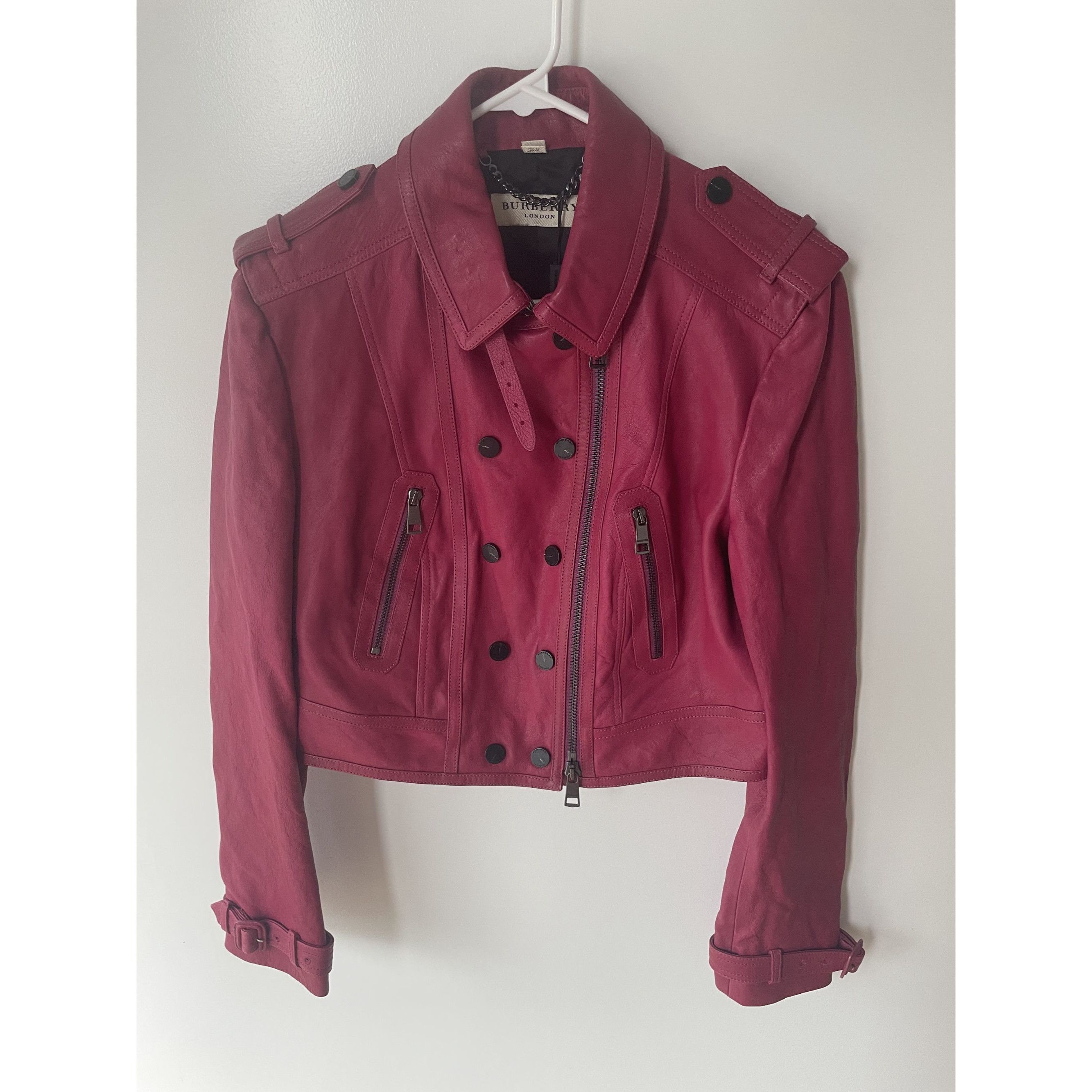 Burberry Burberry London Womens Cropped Pink Leather Double-Breasted Size M / US 6-8 / IT 42-44 - 1 Thumbnail