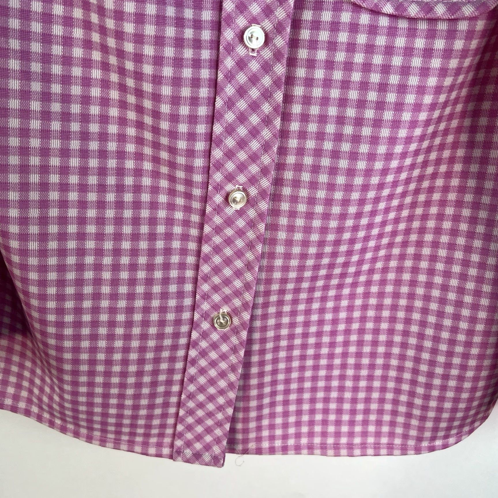 Vintage VINTAGE Country Lane Shirt Womens S/M Pink 1970s Gingham Collared Button-Up Polyester Mod/GoGo USA Seller Size S / US 4 / IT 40 - 6 Thumbnail