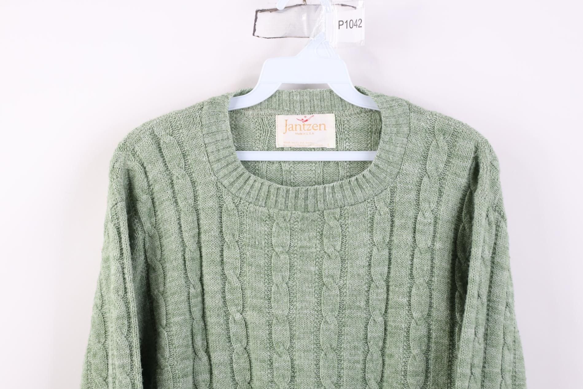 Vintage Vintage 70s Streetwear Chunky Cable Knit Sweater Green USA Size US L / EU 52-54 / 3 - 2 Thumbnail