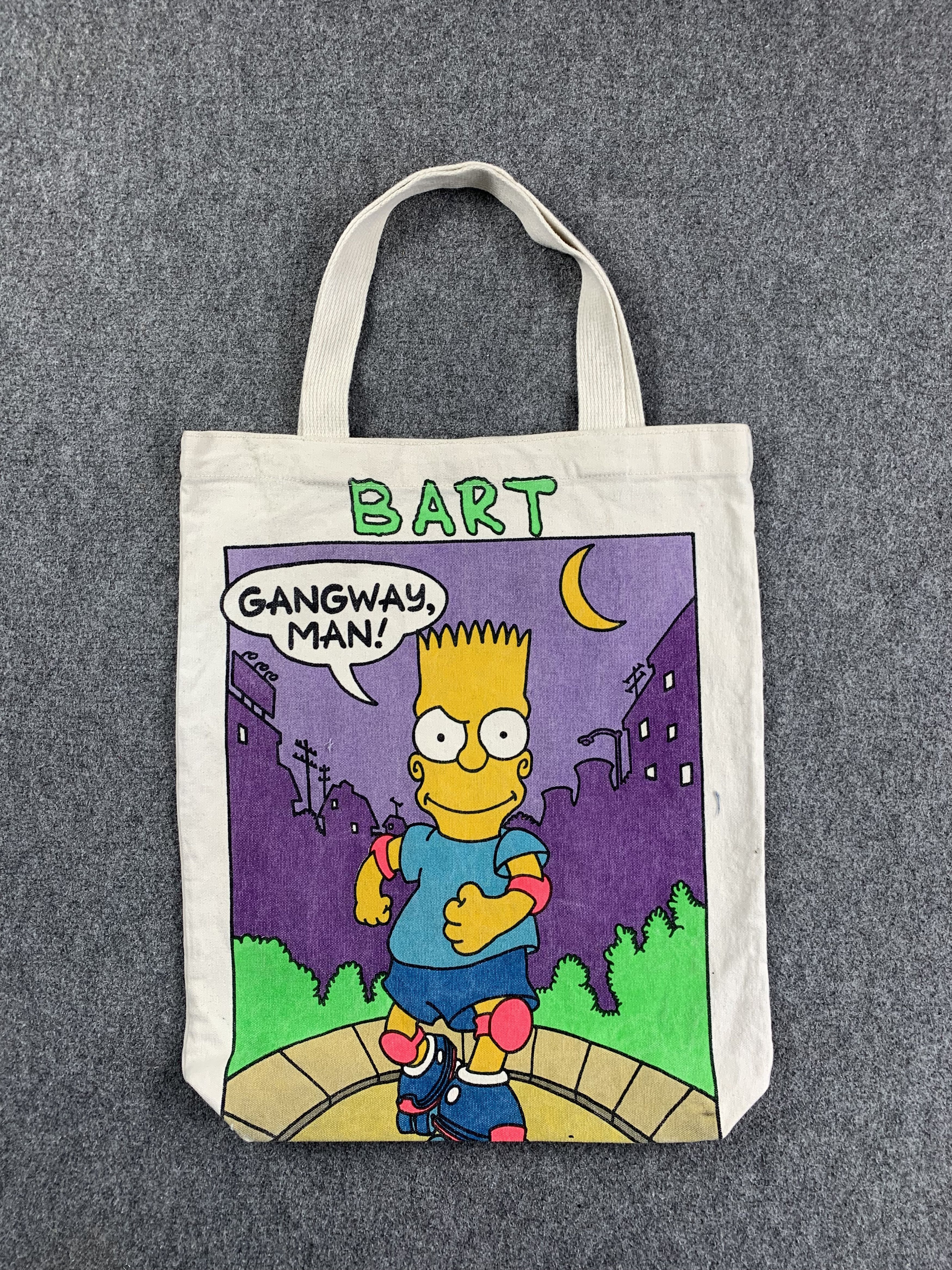 image of Vintage Bart Simpson Canvas Totebag in Cream, Men's