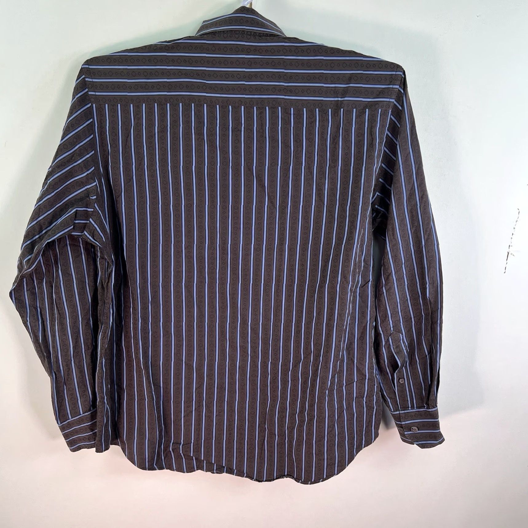 BUGATCHI VINTAGE Bugatchi Uomo Striped Button-Up Shirt Men's Medium Brown Casual All Seasons Size US M / EU 48-50 / 2 - 4 Thumbnail