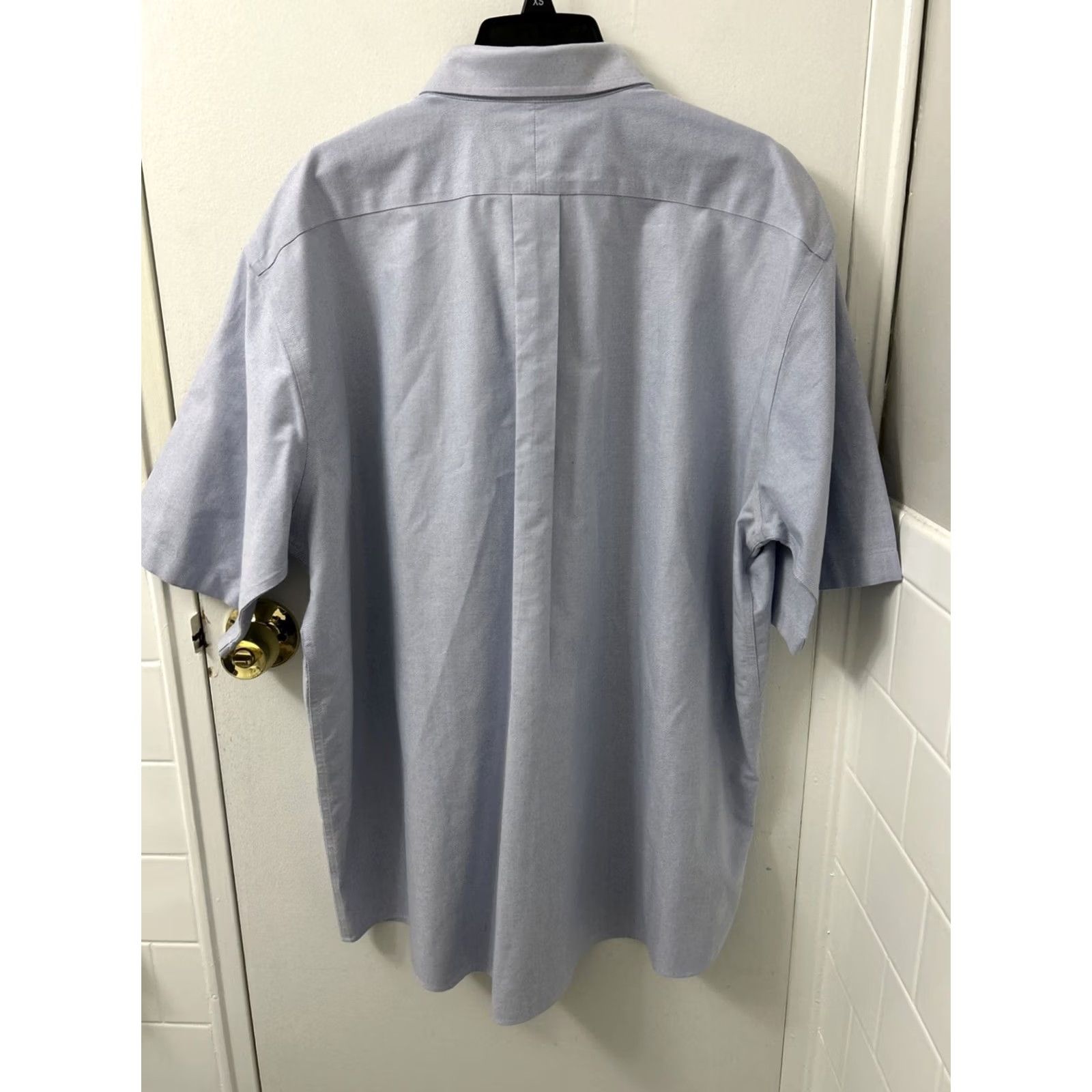 Vintage VINTAGELL Bean Shirt Mens 17.5 Blue Comfort Stretch Oxford Traditional Fit S/S 215174 Size US XXL / EU 58 / 5 - 7 Thumbnail