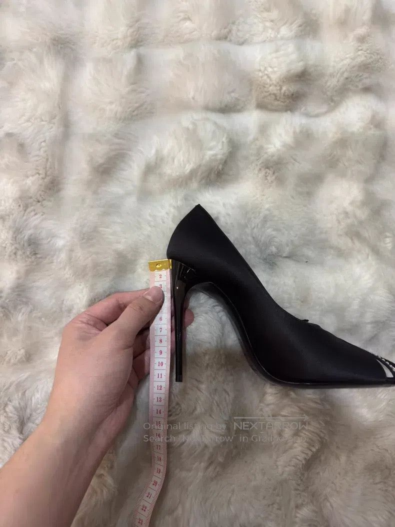 Saint Laurent Paris Saint Laurent Paris Crystal-Adorned Satin High-Heeled Shoe Size US 6.5 / IT 36.5 - 9 Thumbnail