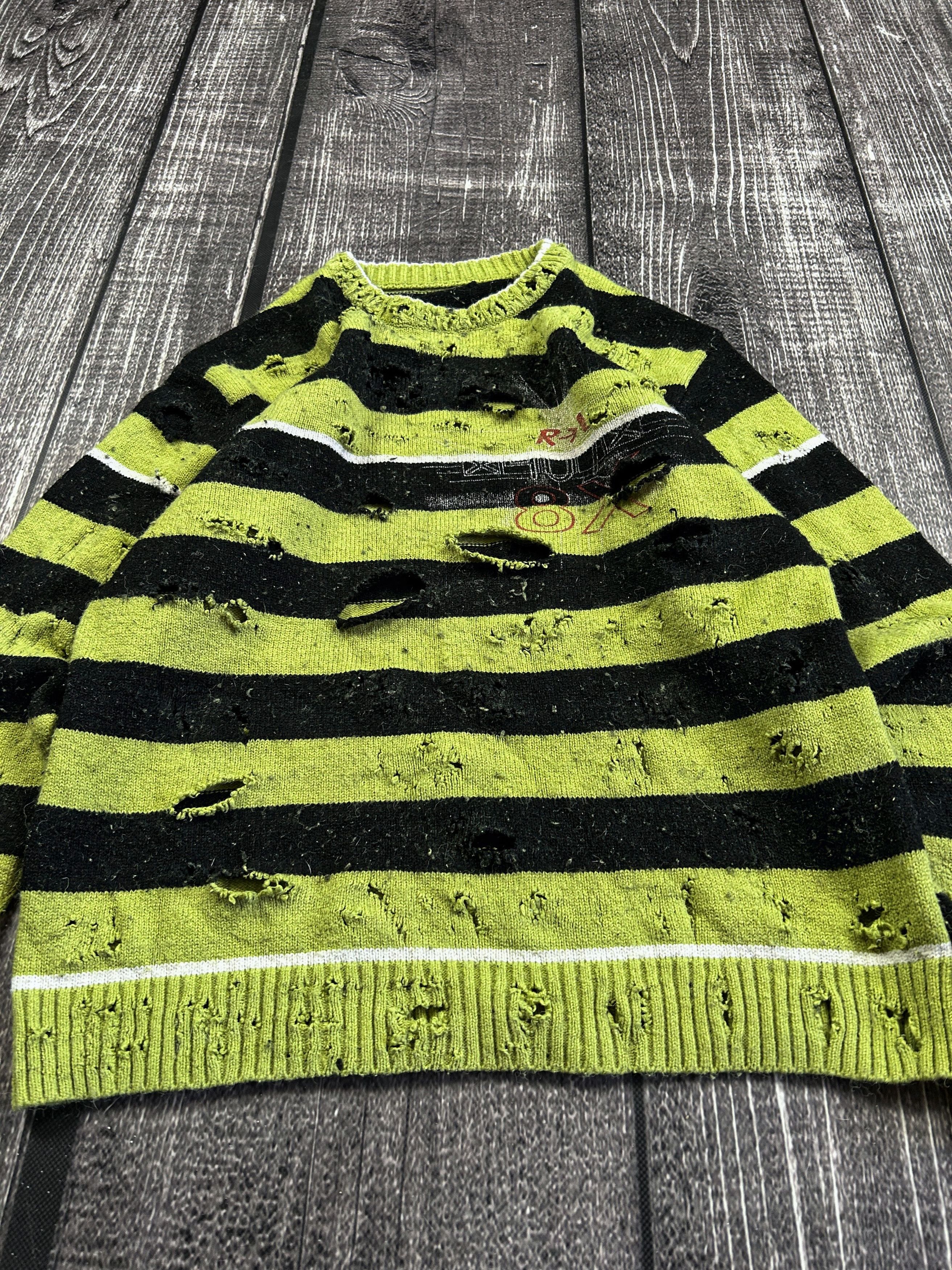 Japanese Brand Y2K Distressed Striped Grunge Knit Sweater Punk Archive Size US M / EU 48-50 / 2 - 4 Thumbnail