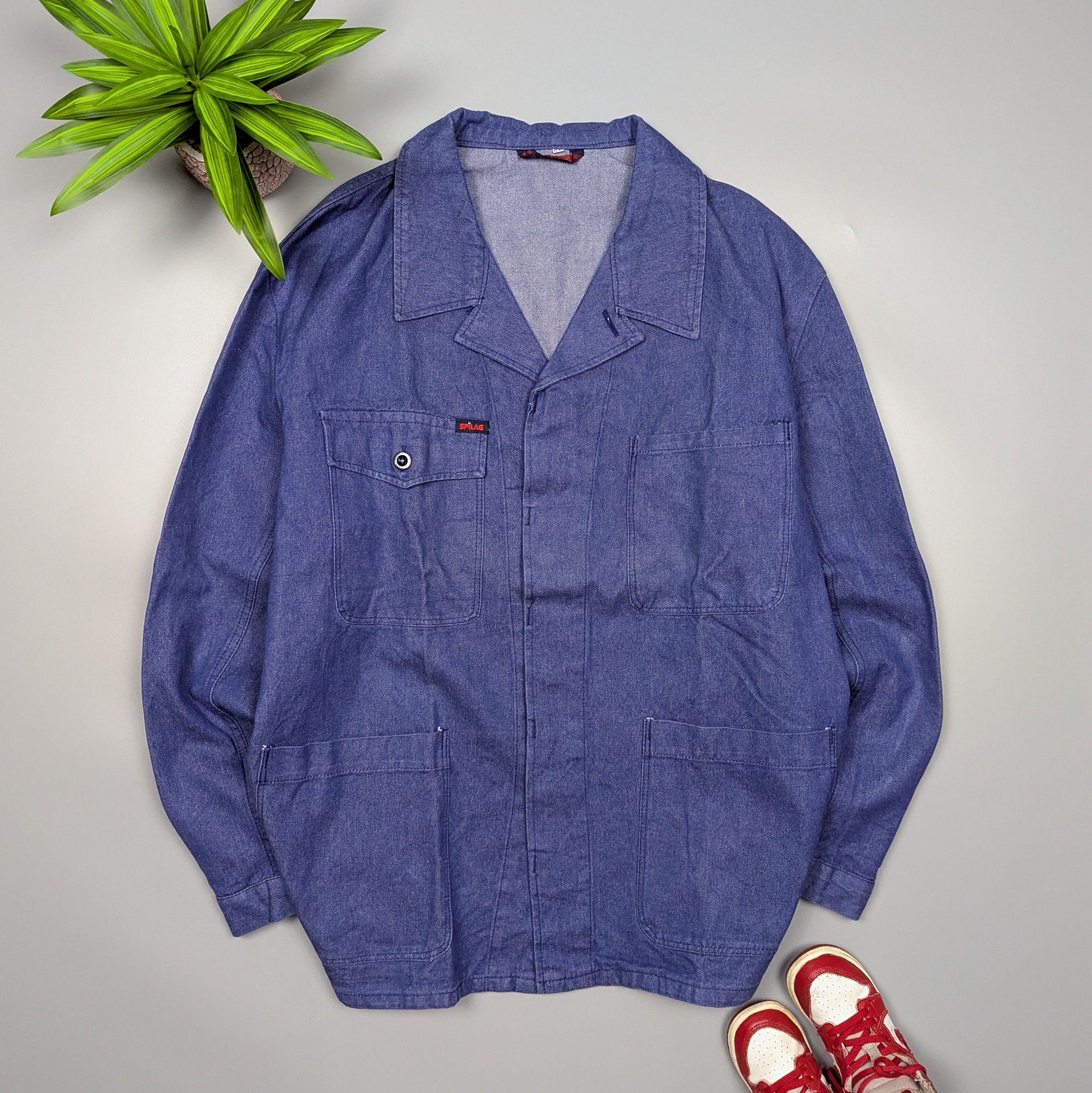 Vintage Spilag Men’s Vintage French Denim Jacket XXL Blue Workwear Size US XXL / EU 58 / 5 - 2 Thumbnail