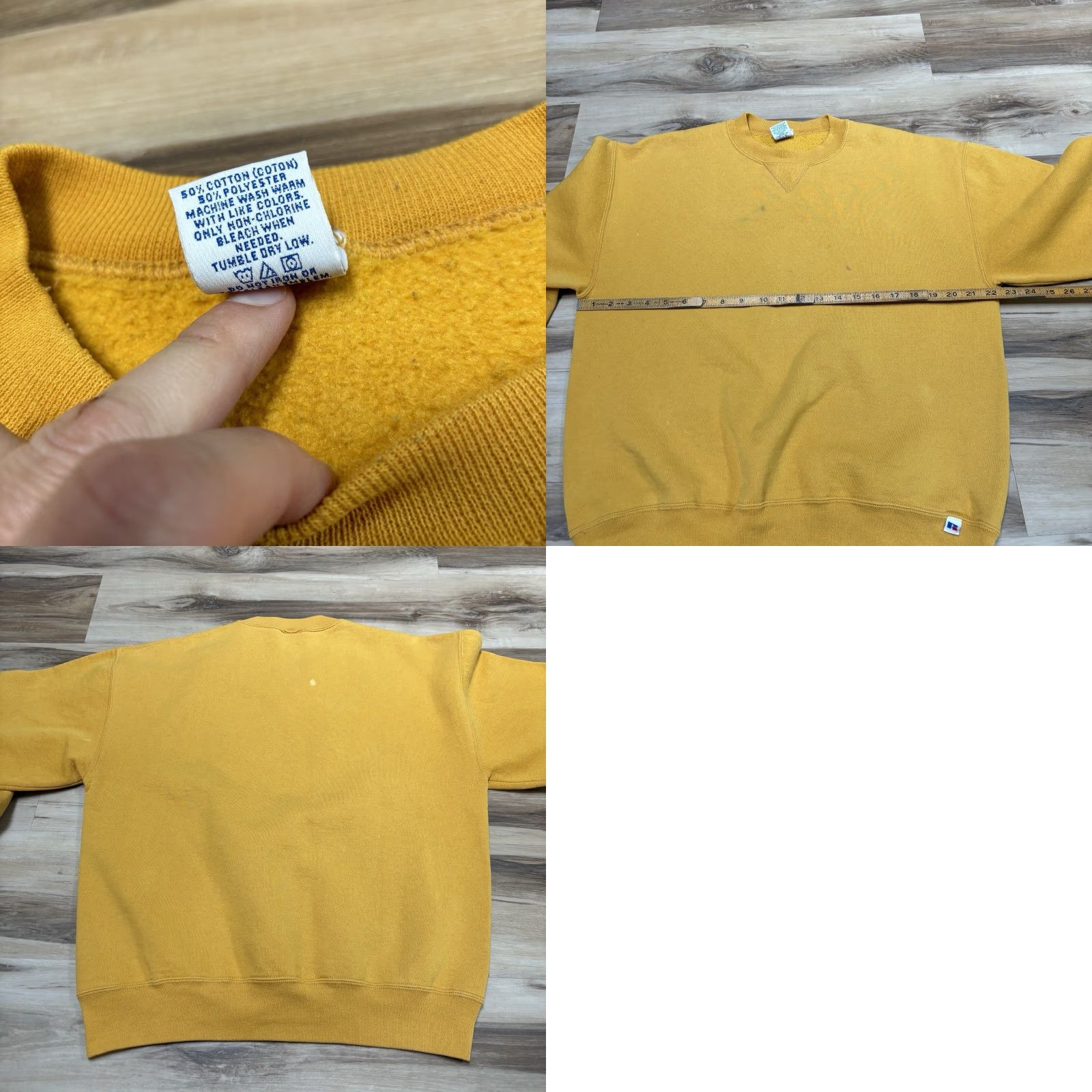 Russell Athletic VINTAGE Russell Athletic Sweatshirt Mens Large Mustard Yellow Crewneck USA Blank 90s Grunge Skater Size US L / EU 52-54 / 3 - 8 Thumbnail