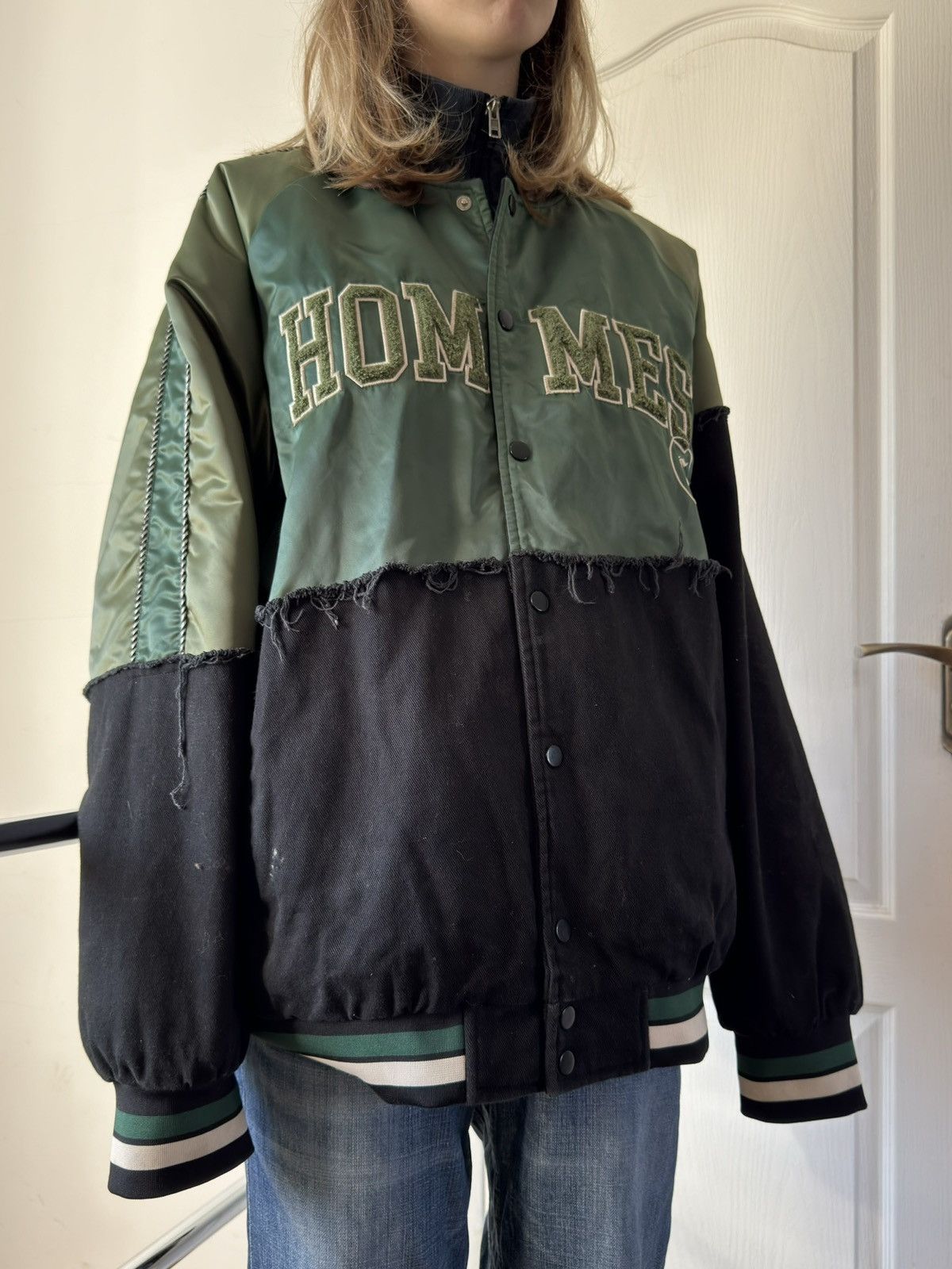 Vintage Varsity SATIN AND TWILL SPLICED BOMBER Size US XL / EU 56 / 4 - 8 Thumbnail