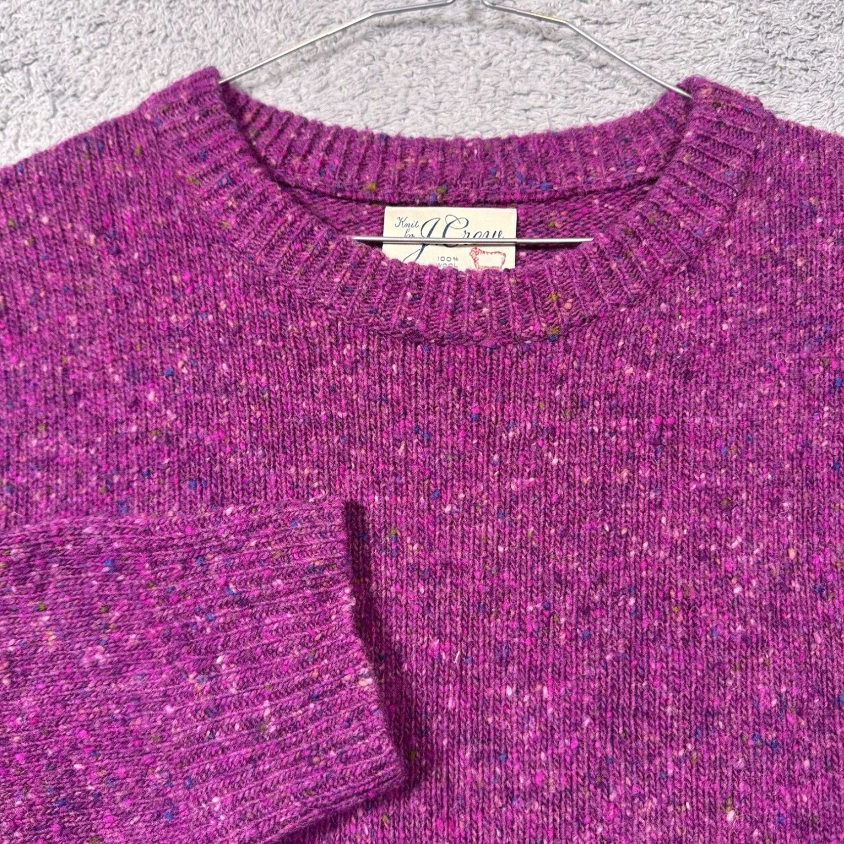 J.Crew VINTAGE J. Crew Irish Donegal Sweater Mens XL 100% Wool Magenta Speckle Crewneck Size US XL / EU 56 / 4 - 2 Thumbnail