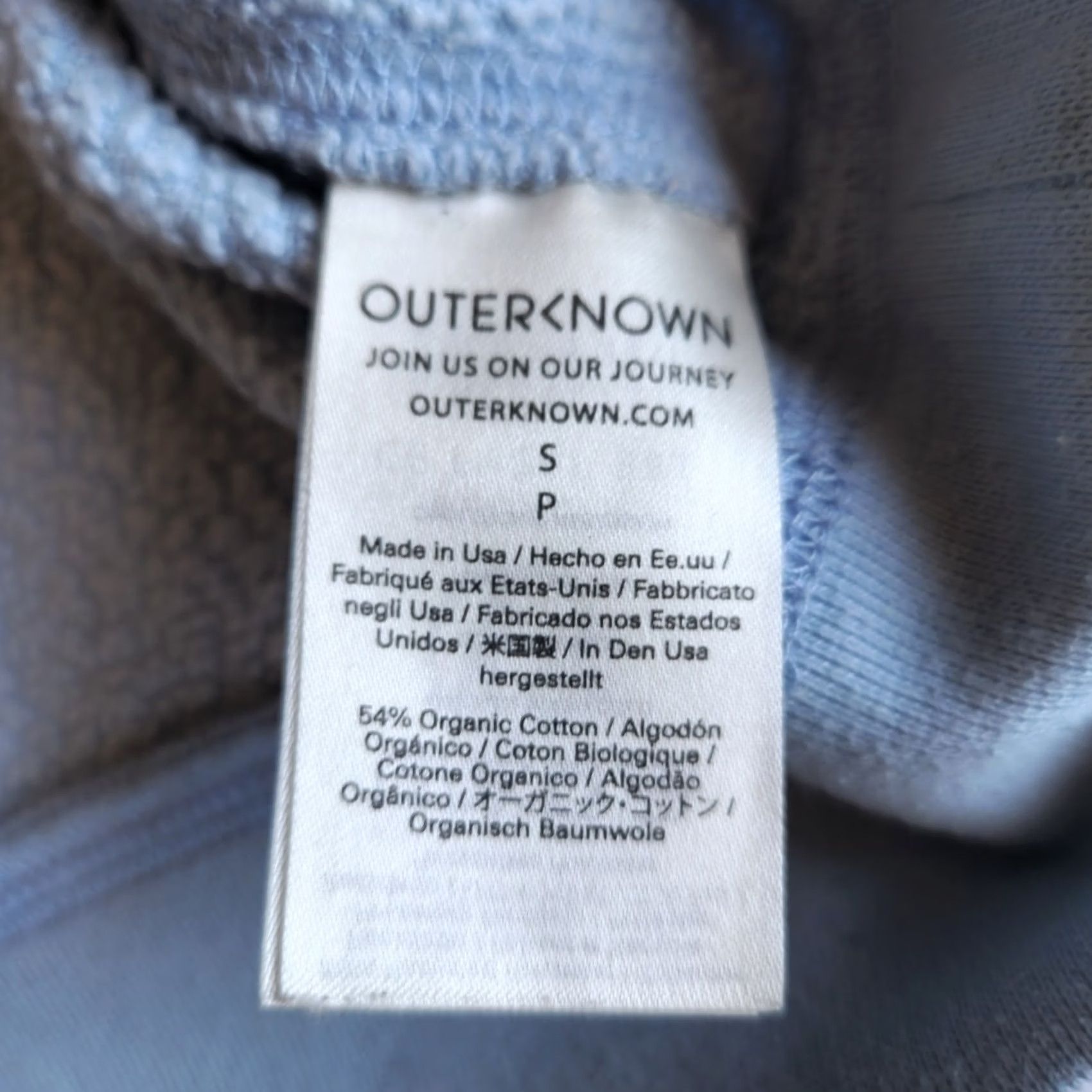 Outerknown Outerknown Sweatshirt Small Light Blue Organic Cotton Crewneck Pullover Sweater Size US S / EU 44-46 / 1 - 5 Thumbnail