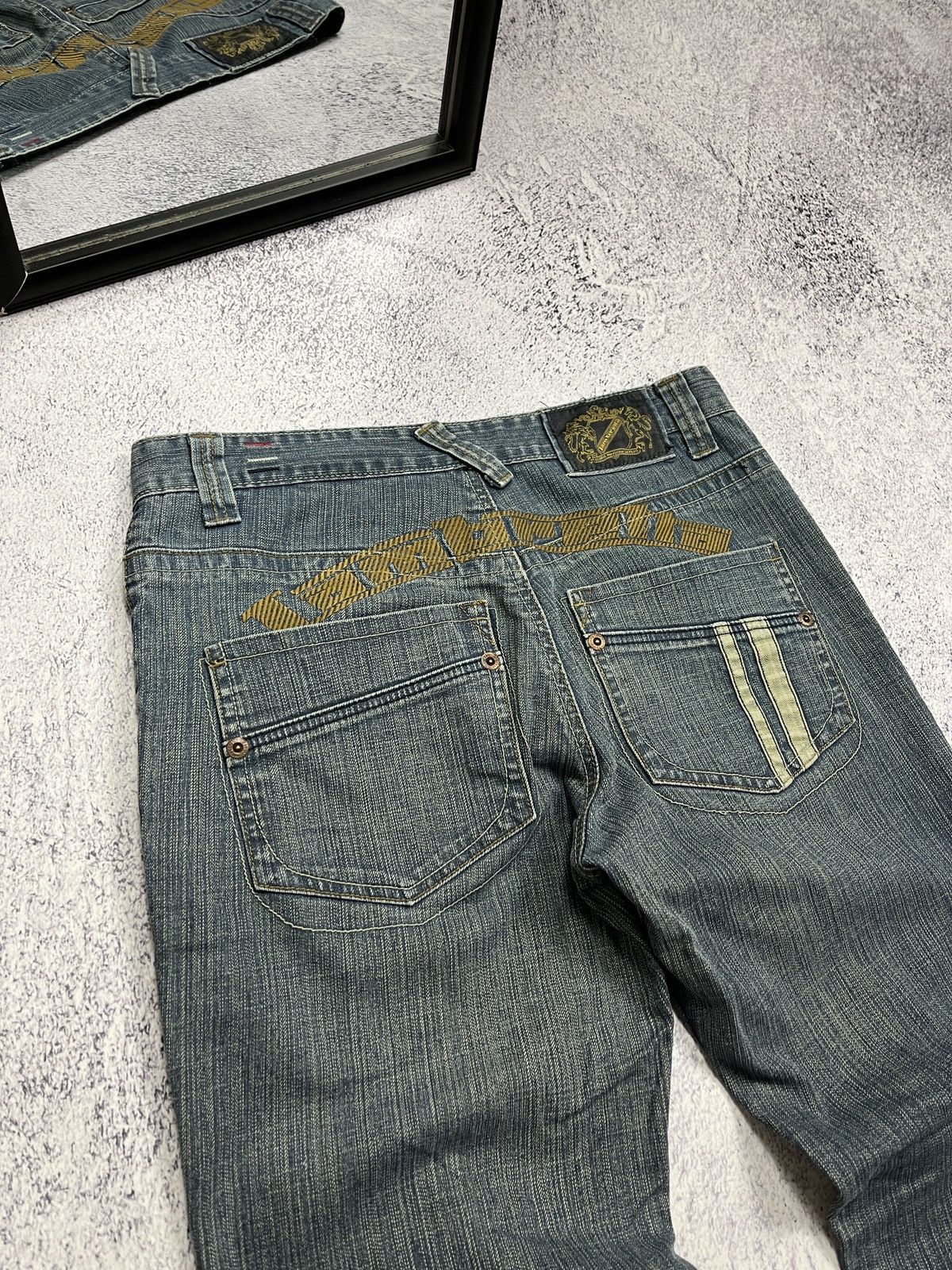 Japanese Brand × Lambretta Lambretta Vintage Baggy Jeans Big logo Drill Streetwear Y2K Size US 32 / EU 48 - 15 Thumbnail