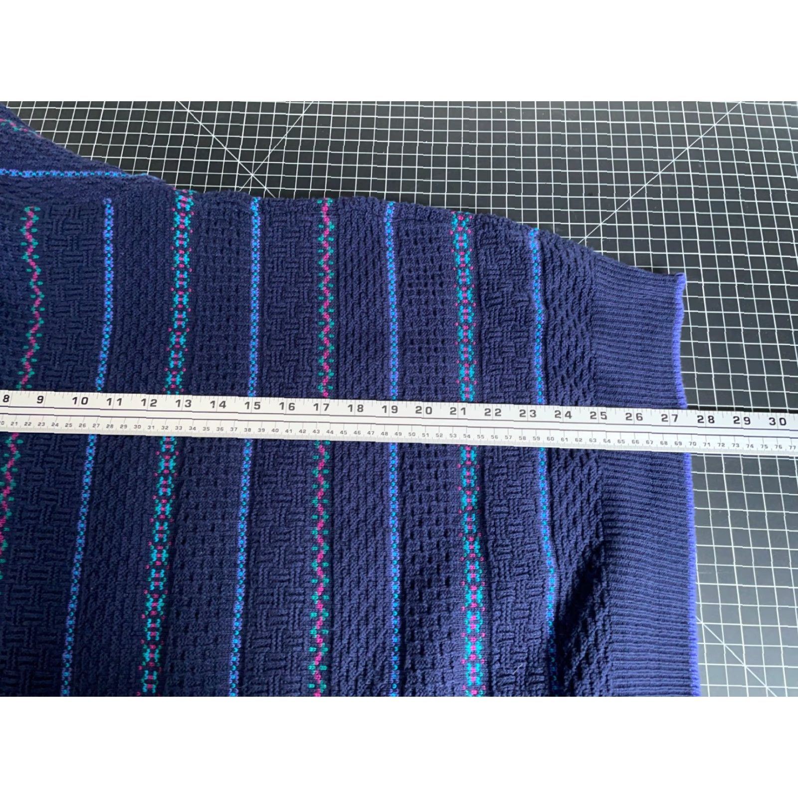 Vintage VINTAGE Isle of Cotton Men's XL Blue Striped Chunky-Knit Crewneck Sweater Size US XL / EU 56 / 4 - 6 Thumbnail