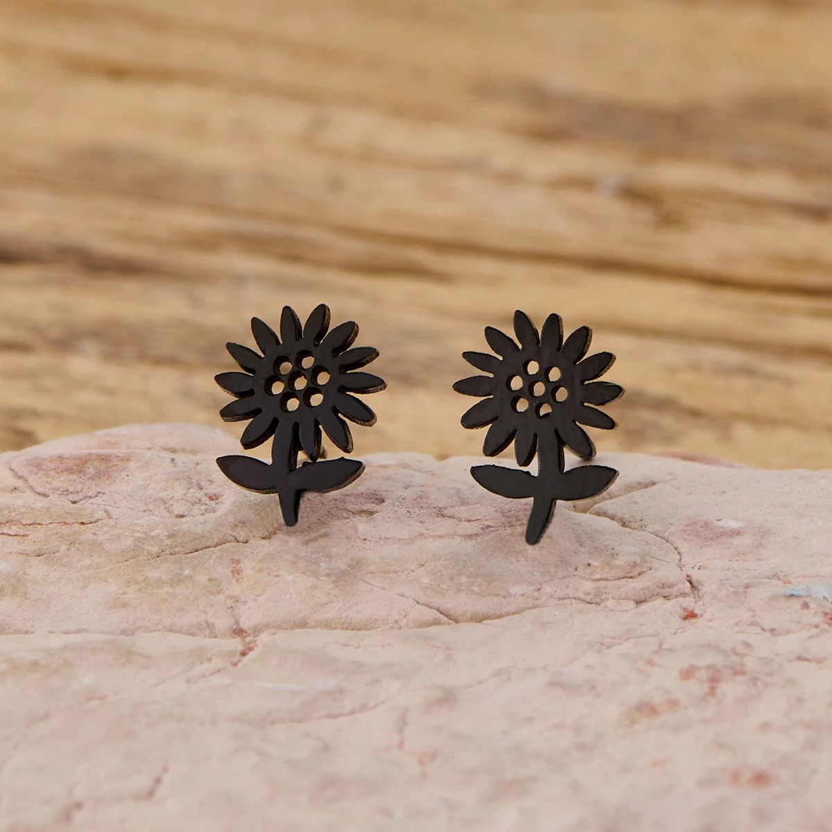 Jewelry Mini Sunflower Stud Earrings Charm Earring Gift Size ONE SIZE - 1 Preview