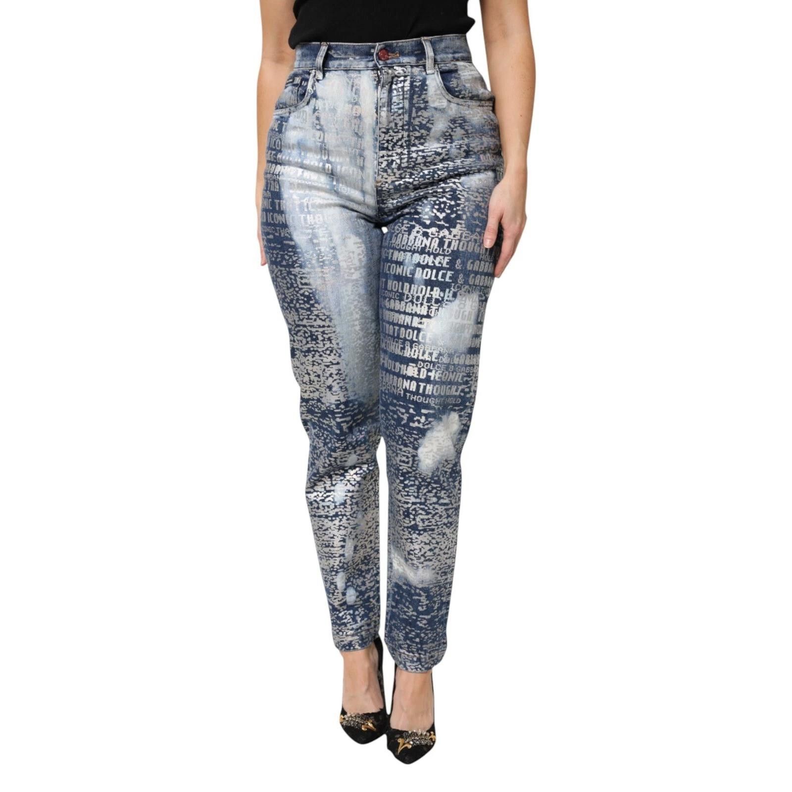 Dolce & Gabbana Dolce & Gabbana high-waisted, tapered logo print jeans Sz 6 Size 28" / US 6 / IT 42 - 1 Thumbnail