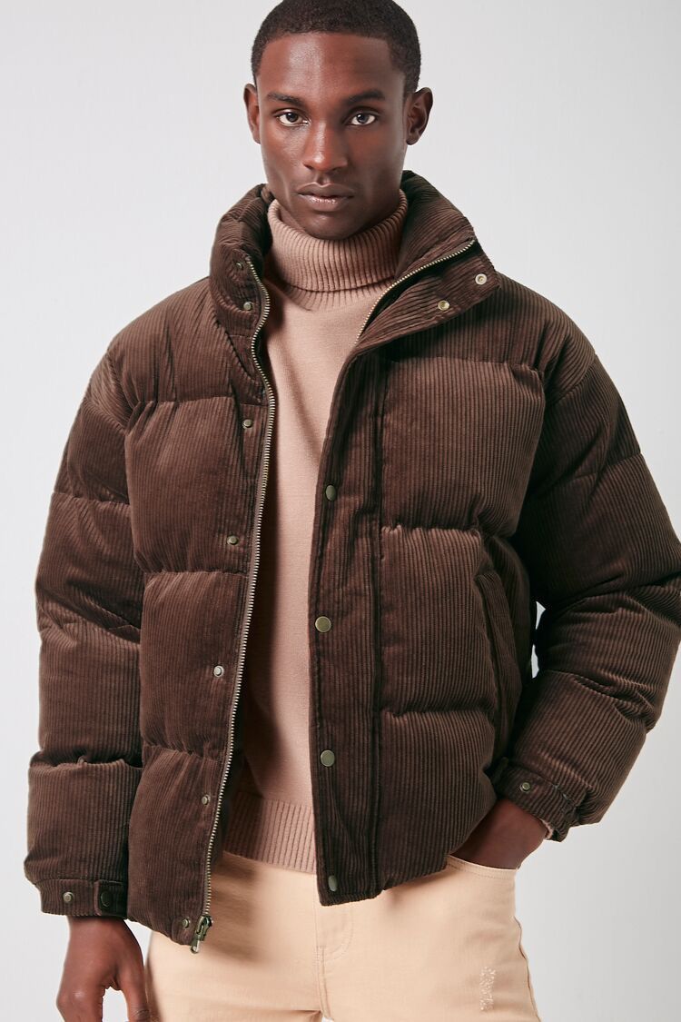 Forever 21 Corduroy Puffer Jacket Brown Sz L Size US L / EU 52-54 / 3 - 5 Thumbnail