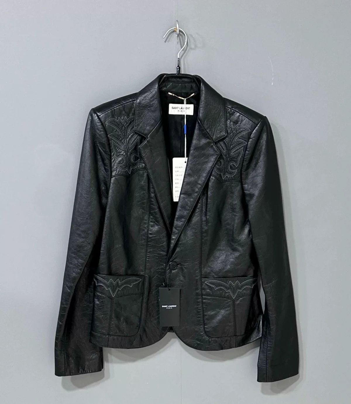 Saint Laurent Paris Saint Laurent Embroidered Leather Blazer Size S / US 4 / IT 40 - 1 Thumbnail