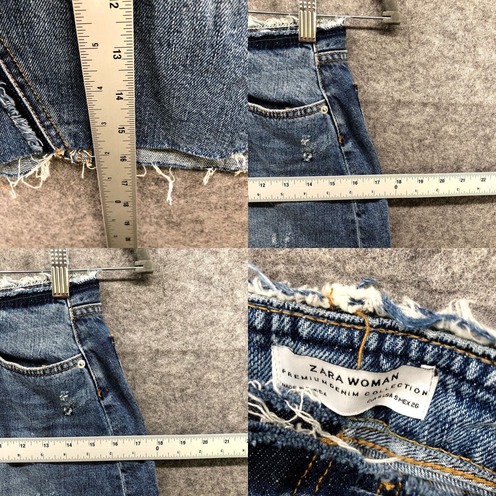 Zara VINTAGE Zara Women’s Denim Mini Skirt Size S High Rise Bohemian Blue Cotton Casual Size 28" / US 6 / IT 42 - 8 Thumbnail