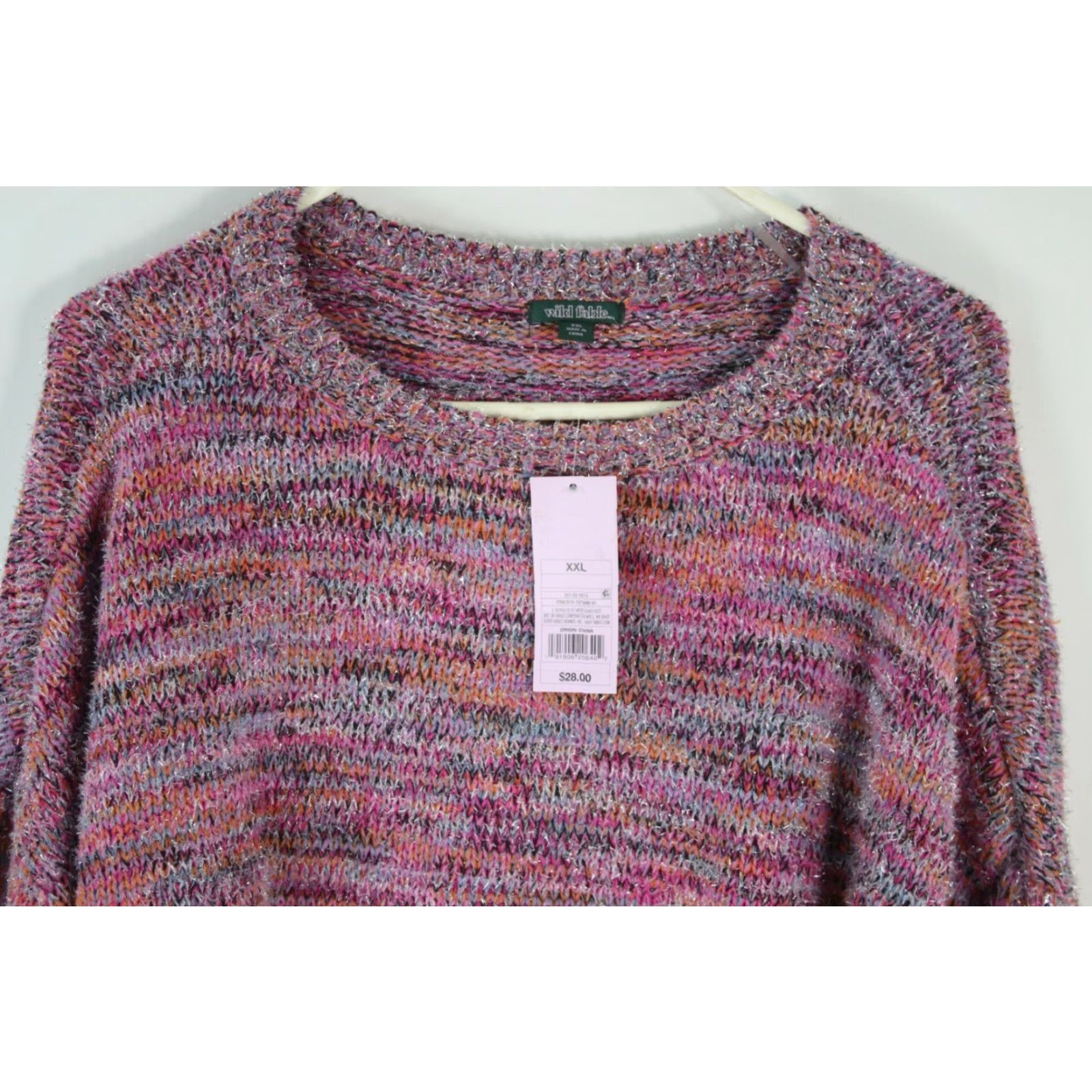 Vintage WILD FABLE Womens Shimmer Pink Knit Sweater Pullover Long Sleeve Round Neck Size XXL Casual Size XXL / US 16-18 / IT 52-54 - 6 Thumbnail