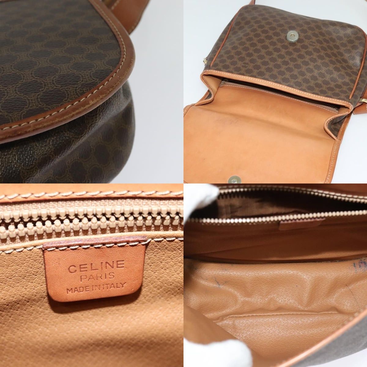 Celine CELINE Macadam Canvas Shoulder Bag Pvc Leather Brown Gold Size ONE SIZE - 11 Thumbnail